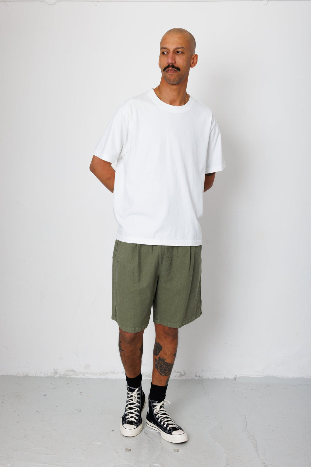Relaxed Assembly Short - Dark Sage Cotton Linen