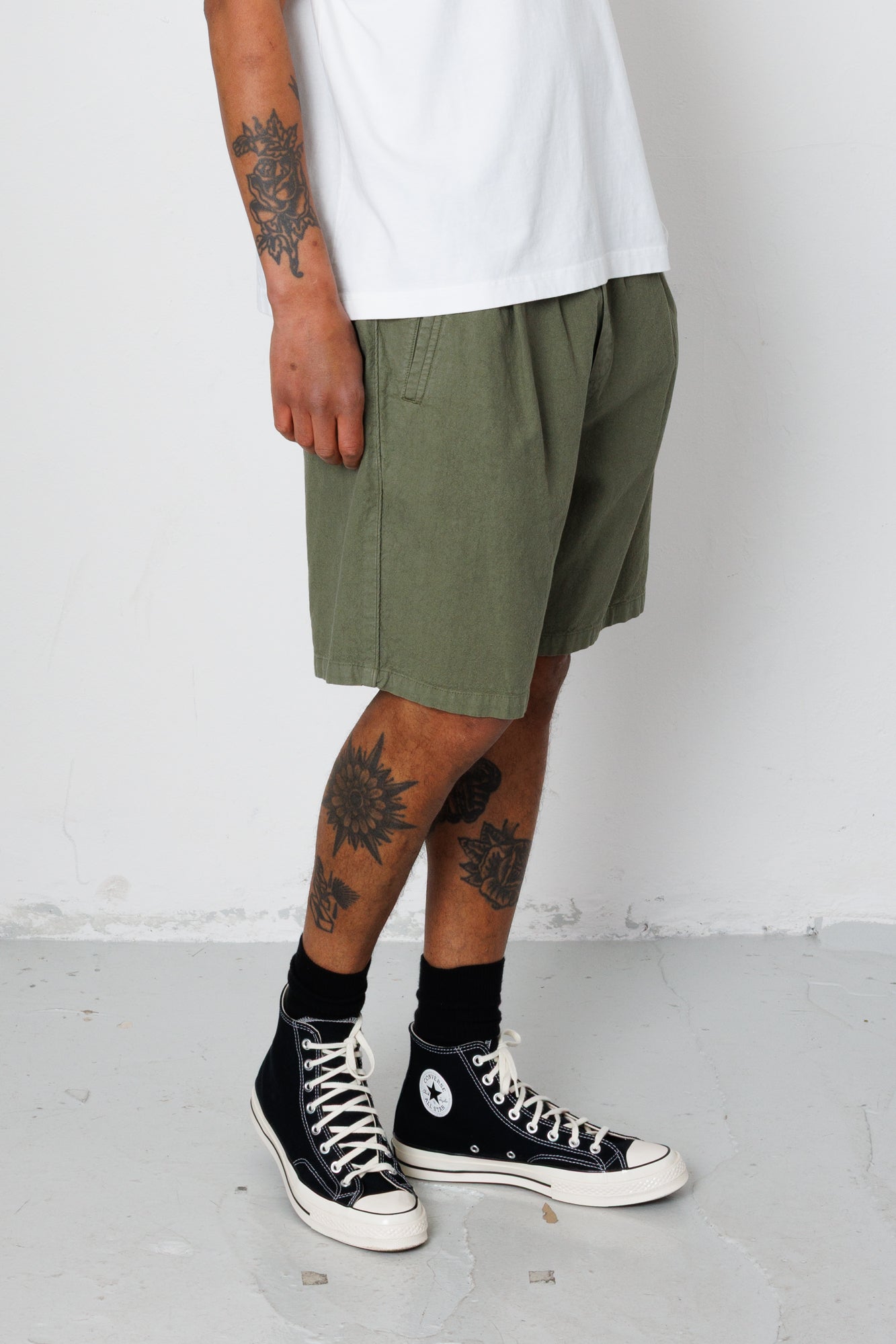 Relaxed Assembly Short - Dark Sage Cotton Linen