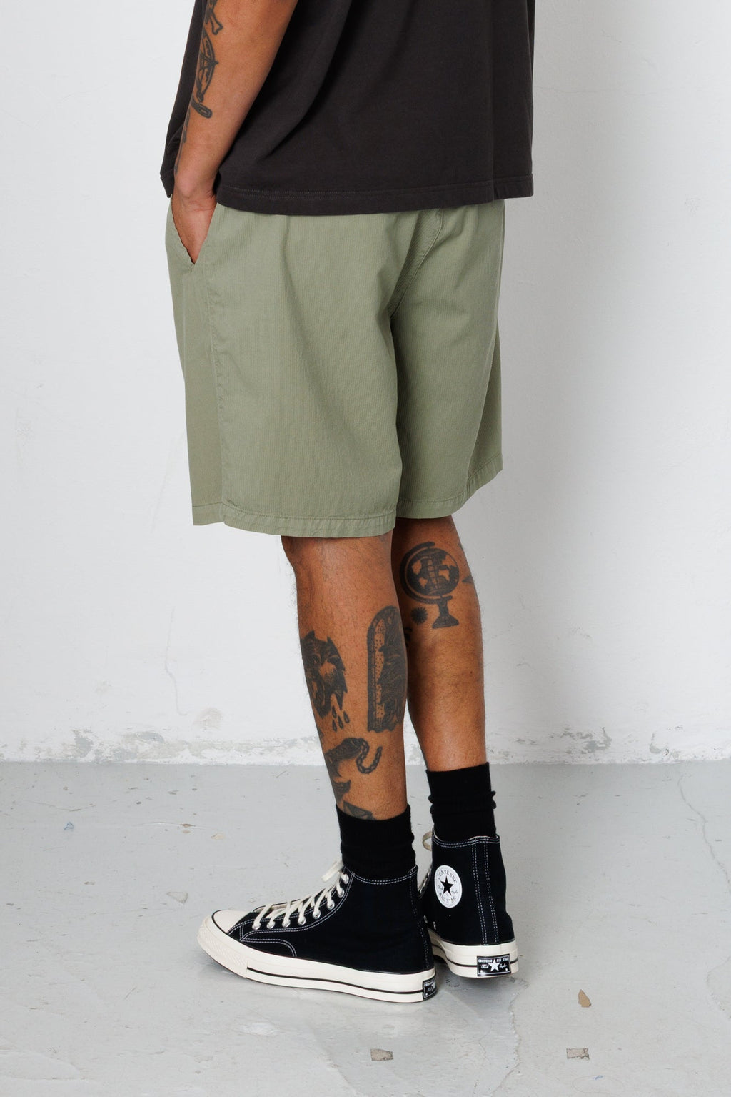 Relaxed Assembly Short - Light Sage Mini Stripe