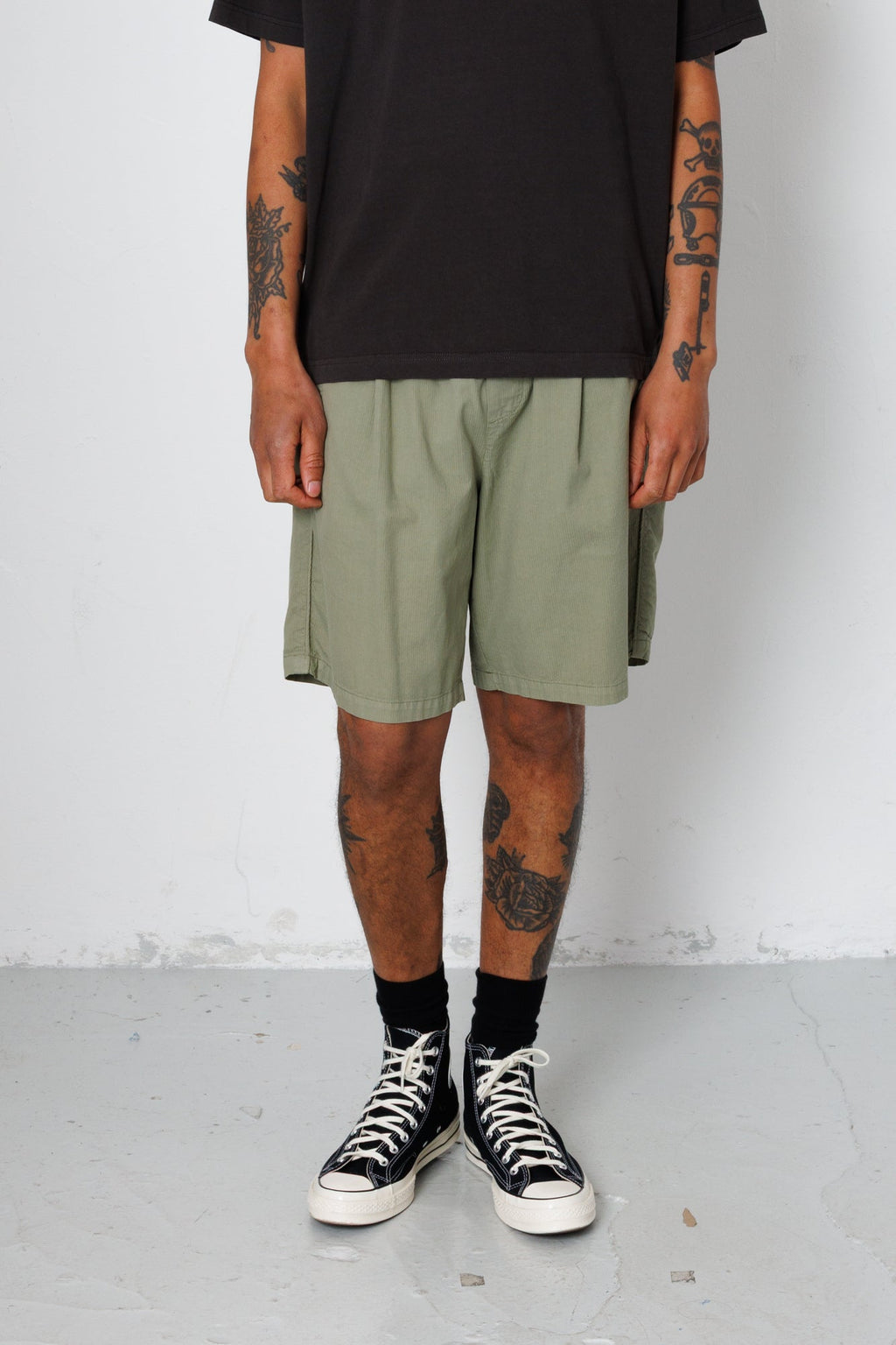 Relaxed Assembly Short - Light Sage Mini Stripe