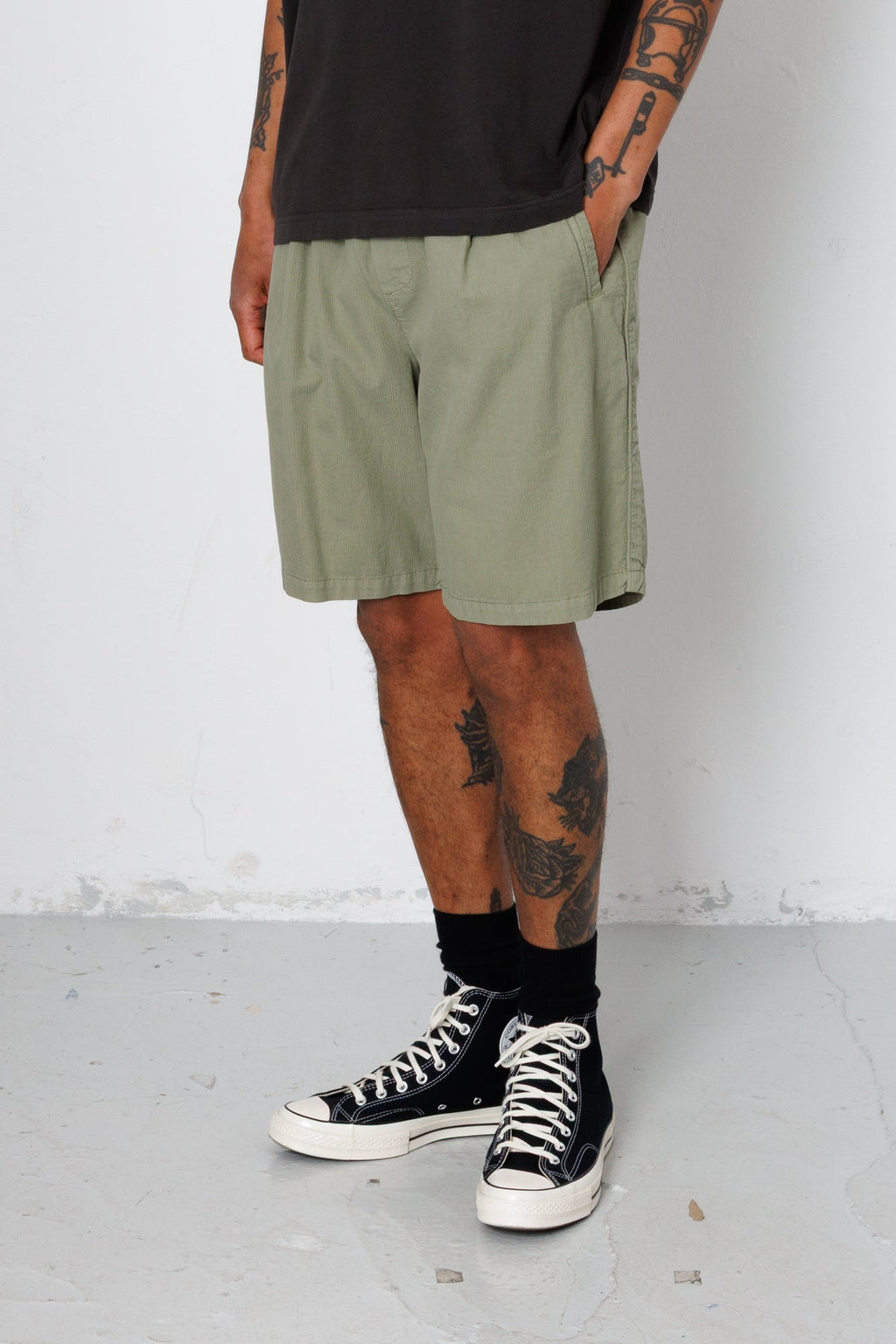 Relaxed Assembly Short - Light Sage Mini Stripe