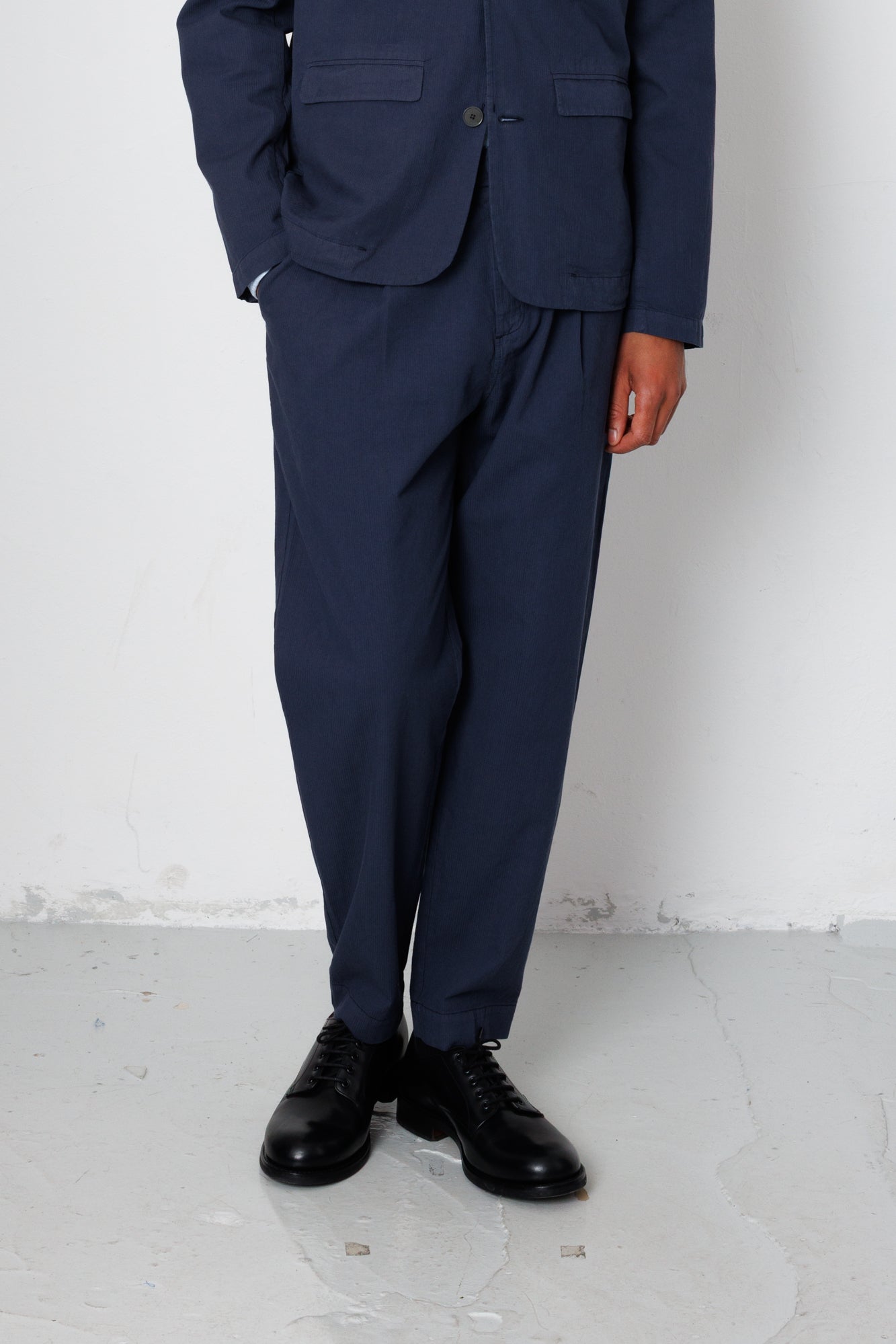Assembly Suit Trouser - Soft Navy Mini Stripe