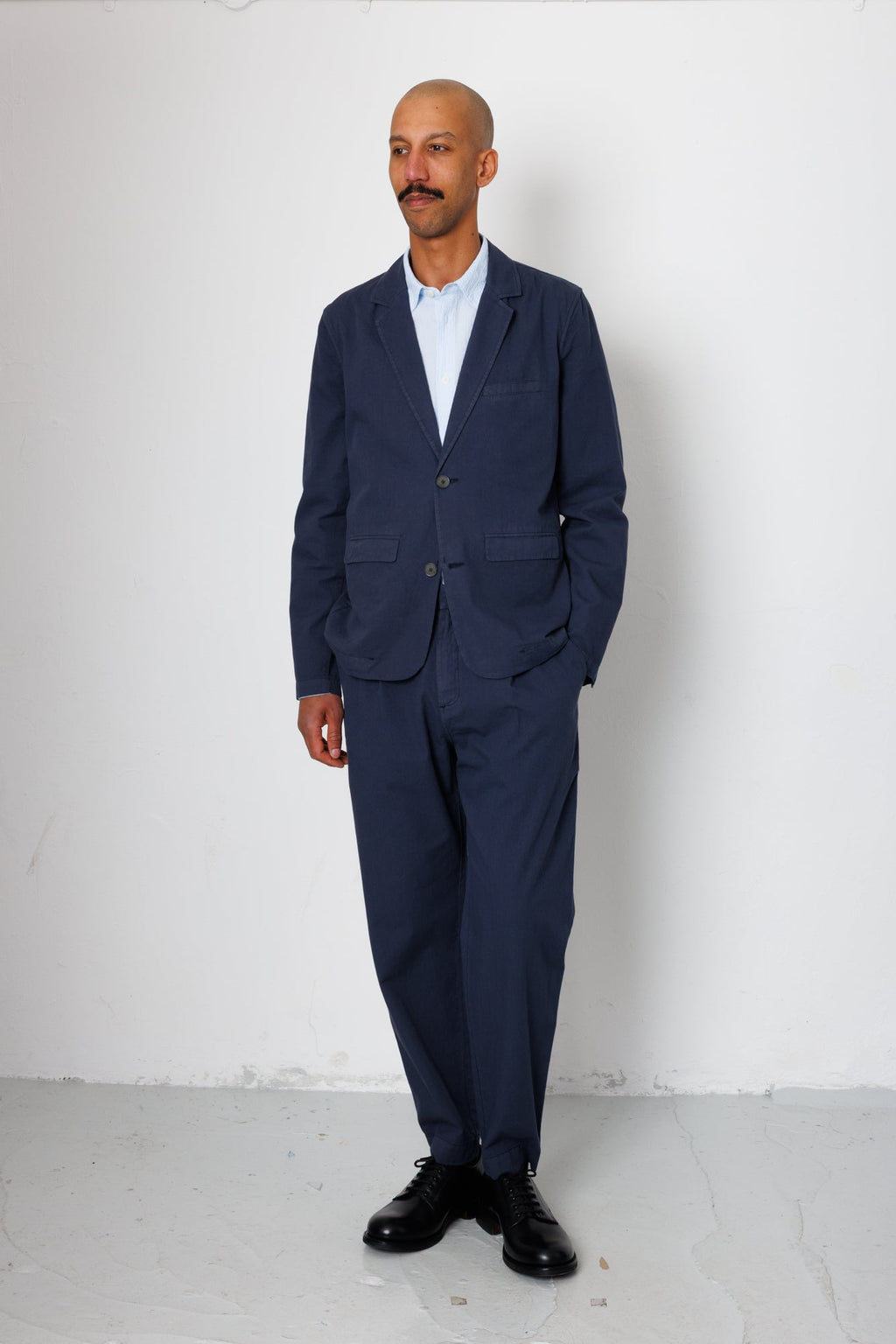 Assembly Suit Trouser - Soft Navy Mini Stripe
