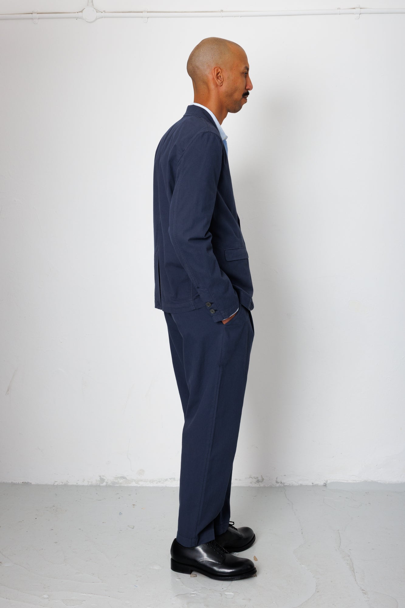 Assembly Suit Trouser - Soft Navy Mini Stripe