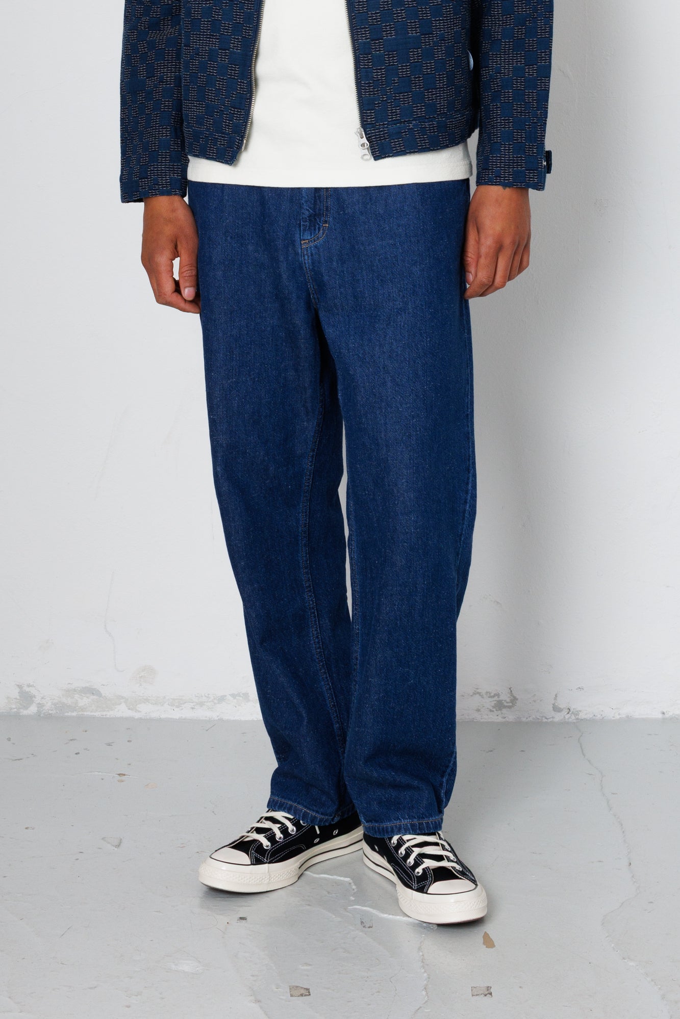 Barrel Leg Jean - Mid Slub Denim