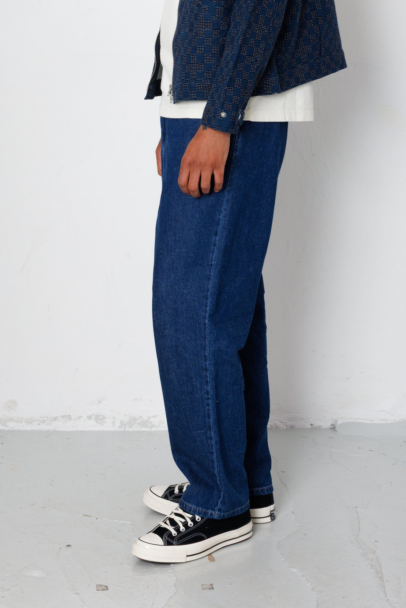 Barrel Leg Jean - Mid Slub Denim