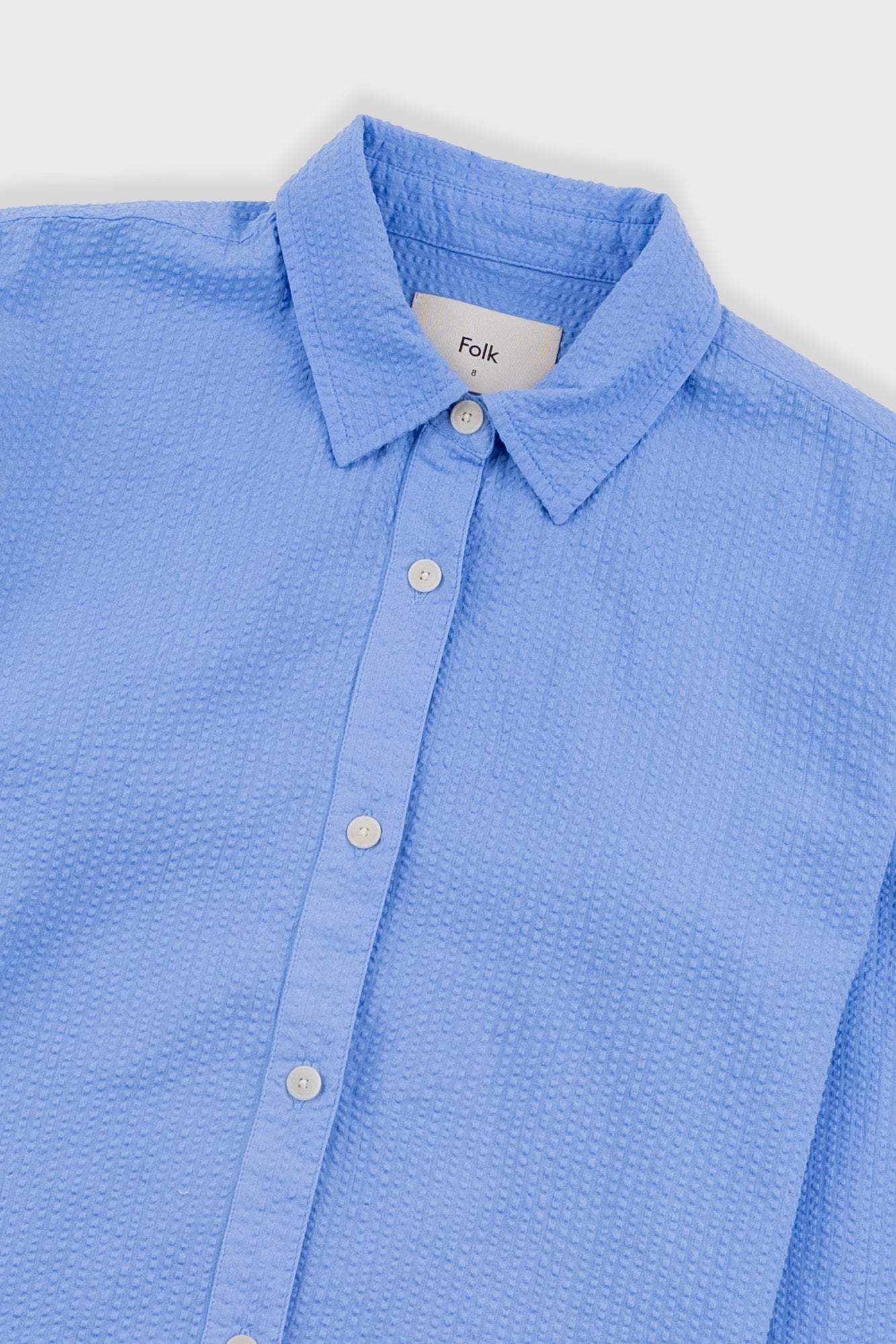 Boyfriend Shirt - Sky Blue Seersucker