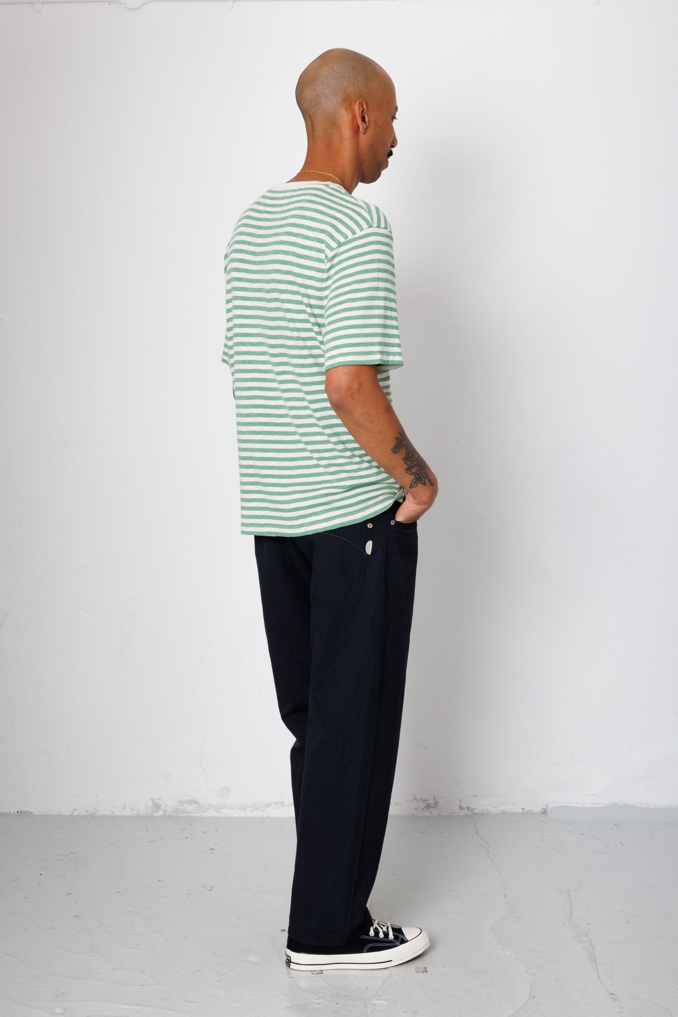 Classic Striped T-Shirt - Soft Green / Ecru