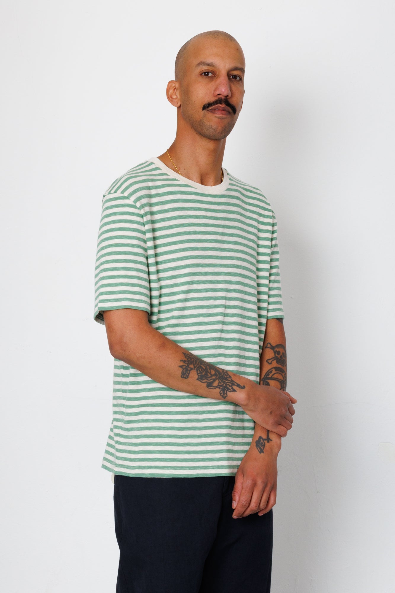 Classic Striped T-Shirt - Soft Green / Ecru