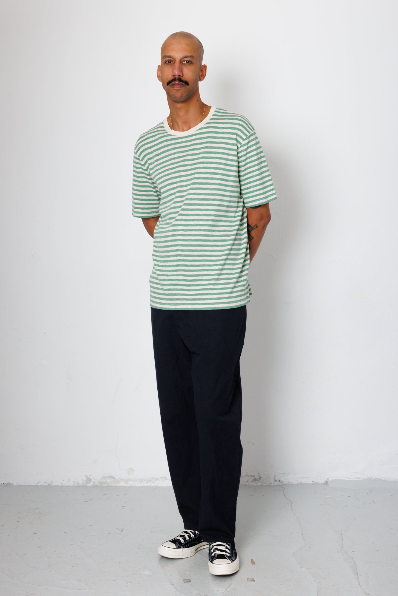 Classic Striped T-Shirt - Soft Green / Ecru