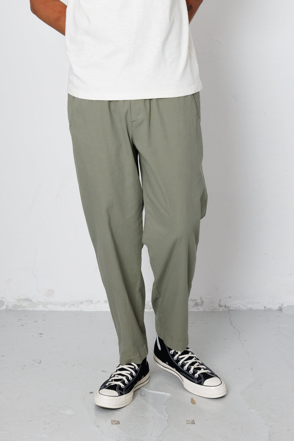 Drawcord Assembly Pant - Light Sage Mini Stripe
