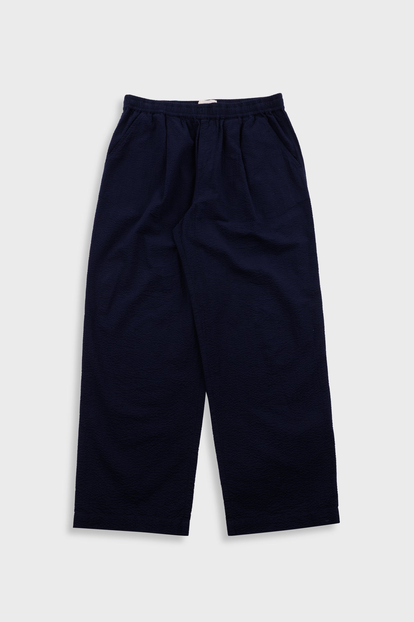 Drawcord Loose Trouser - Navy Seersucker