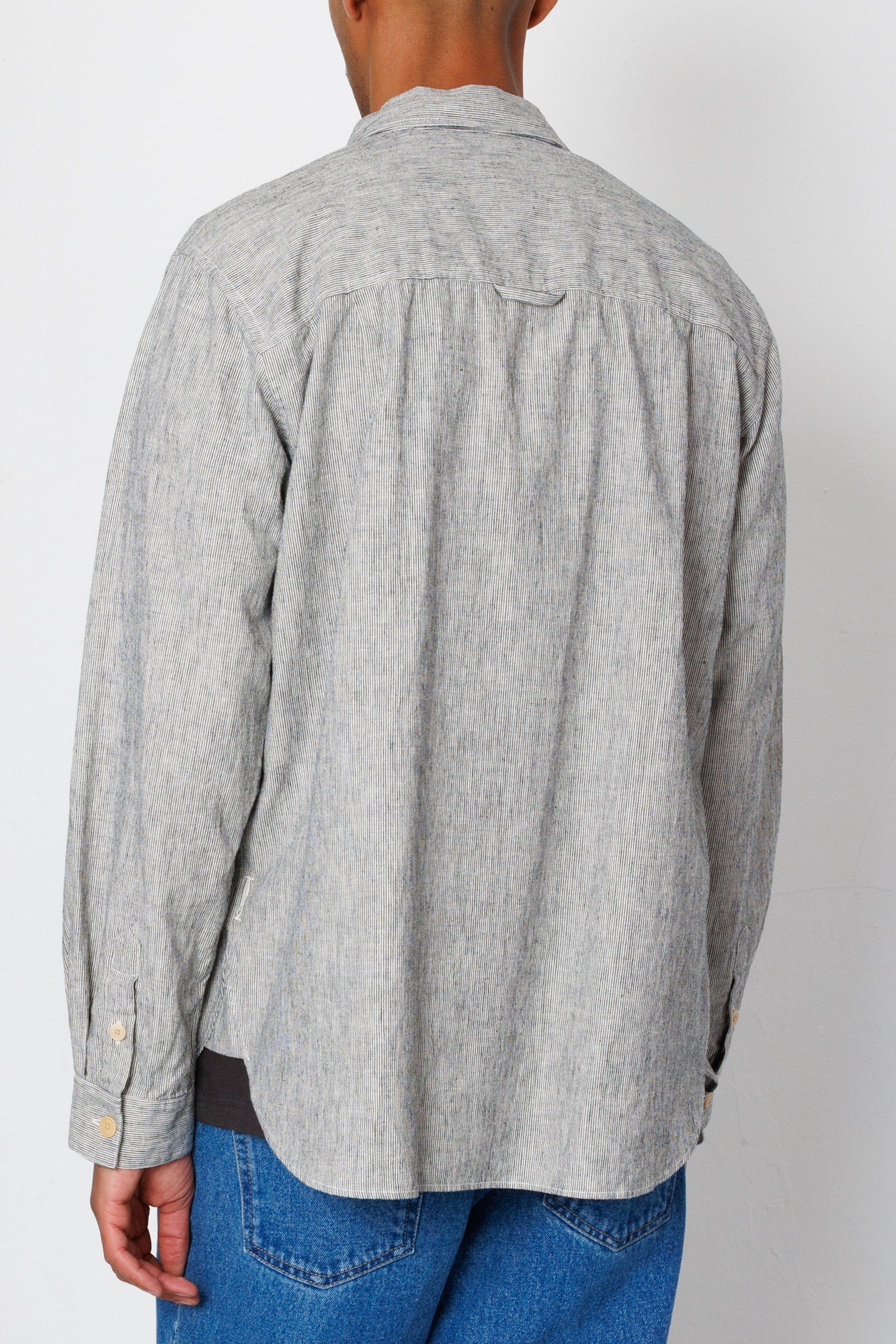 Easy Fit Shirt - Black Linen Stripe