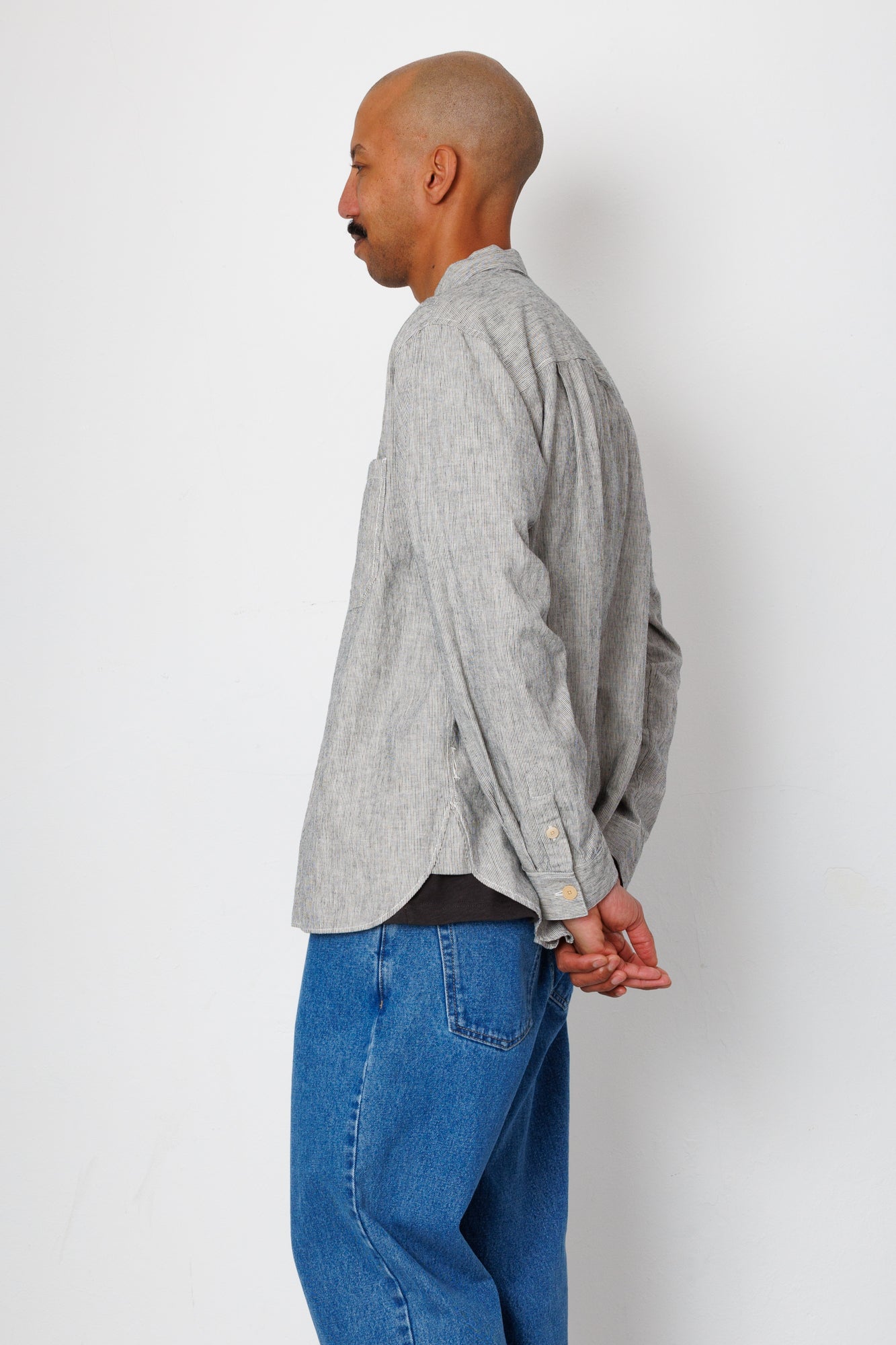 Easy Fit Shirt - Black Linen Stripe