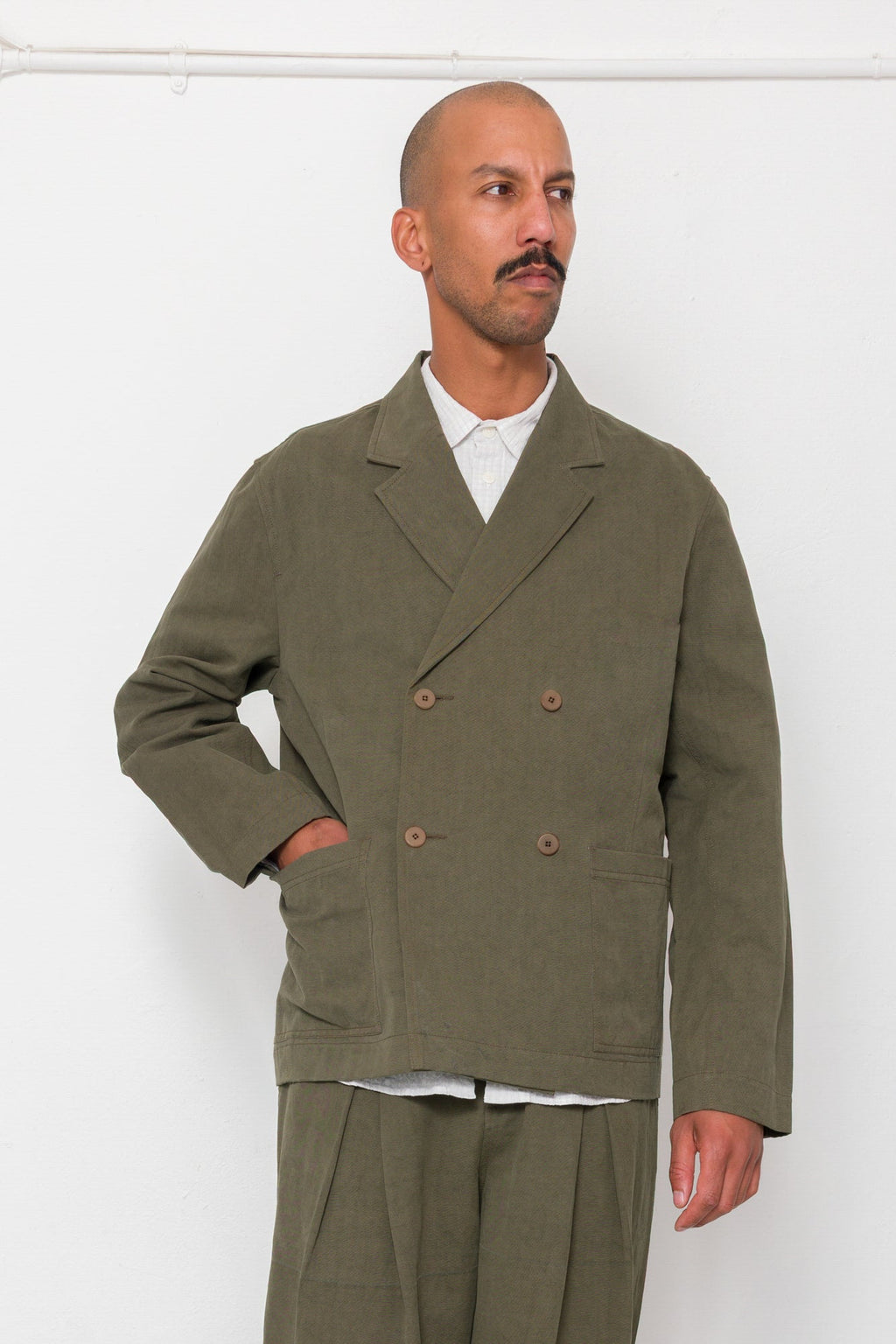 Easy Fit Blazer - Dark Olive Slub Linen