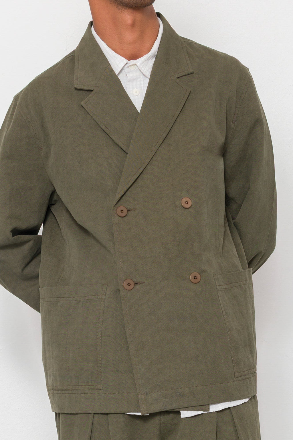Easy Fit Blazer - Dark Olive Slub Linen