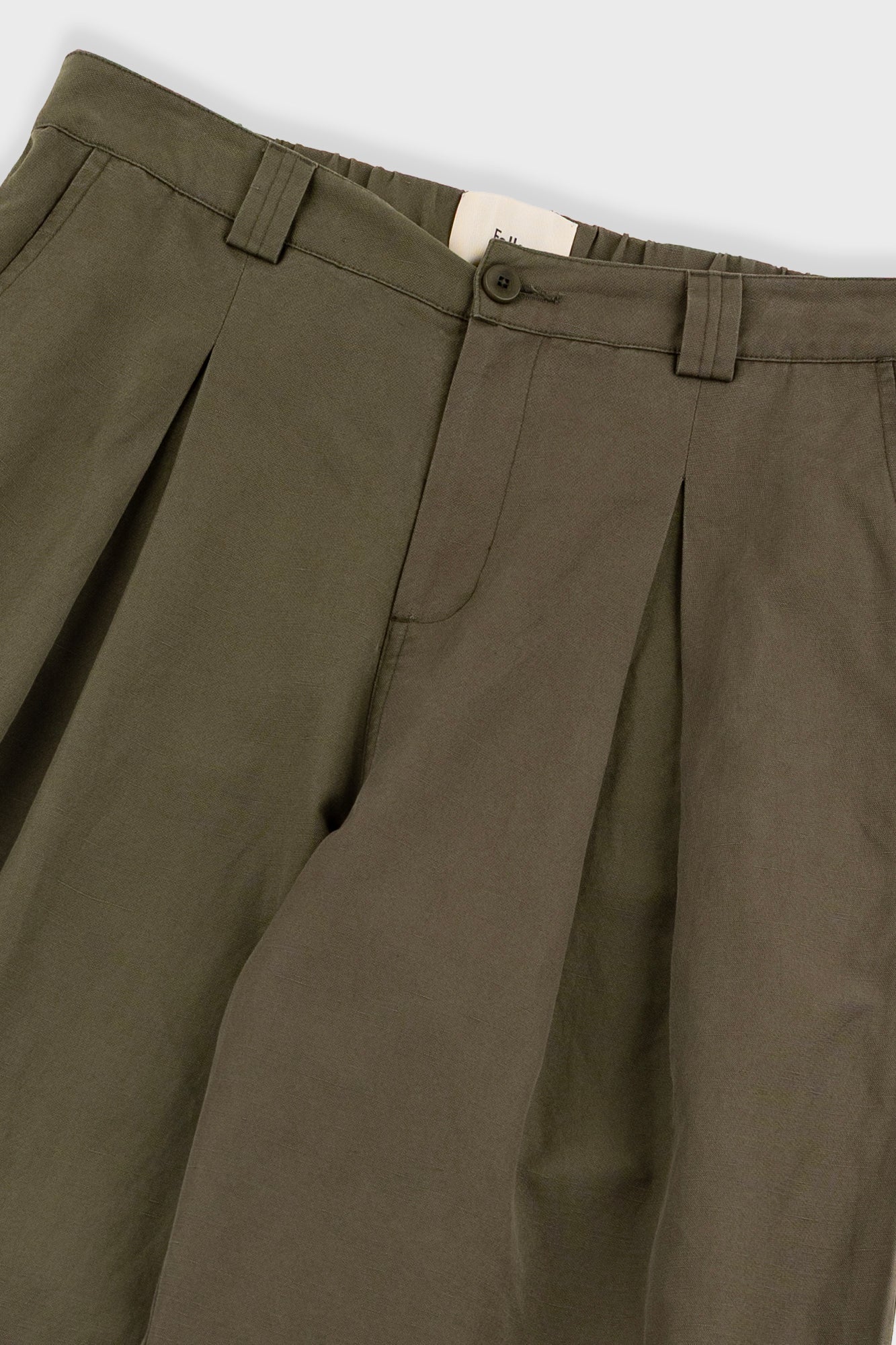 Easy Fit Trouser - Dark Olive Slub Linen