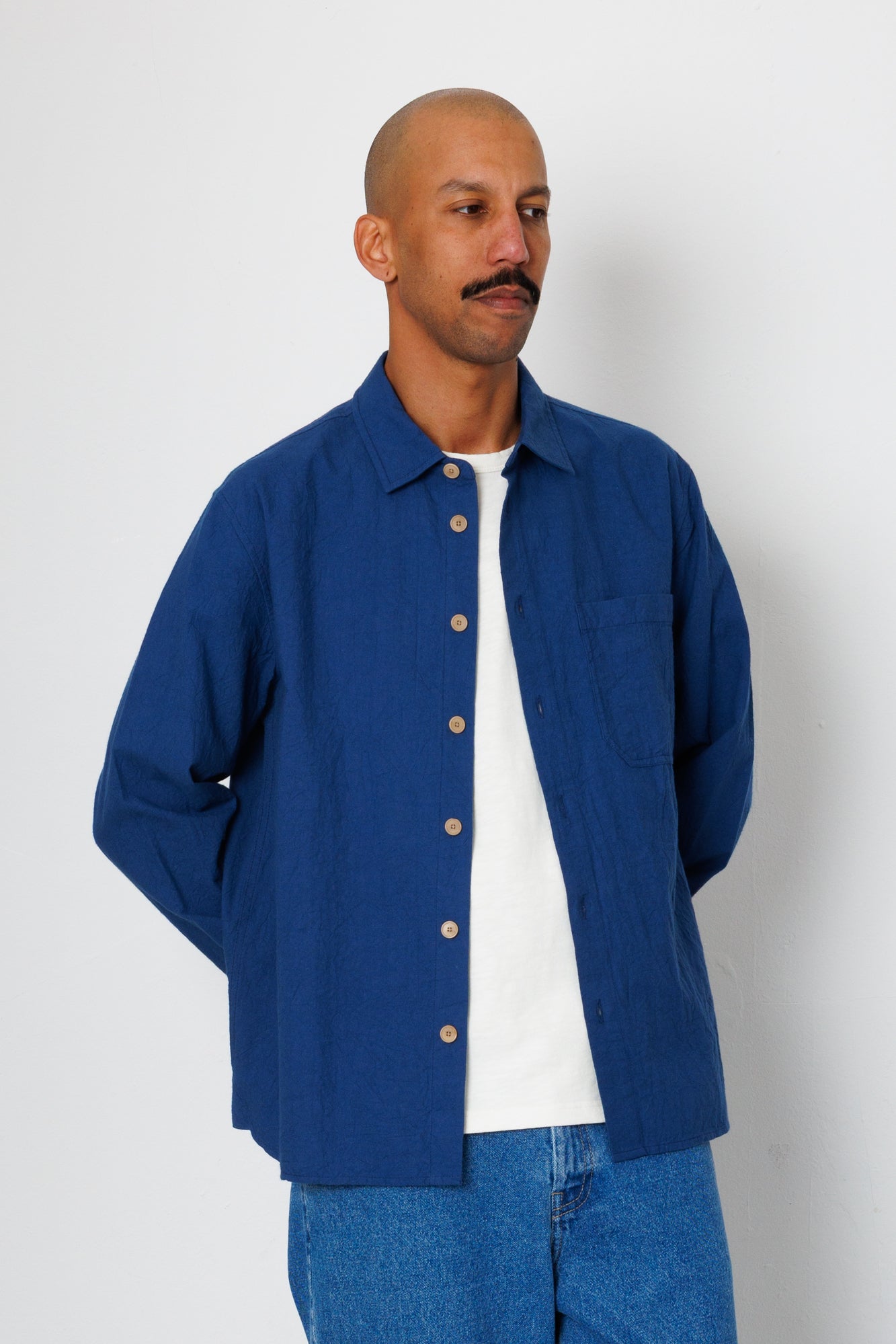 Easy Fit Shirt - Blue Crinkle