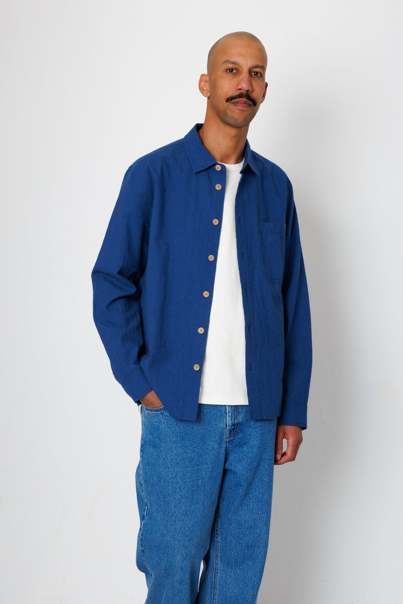 Easy Fit Shirt - Blue Crinkle