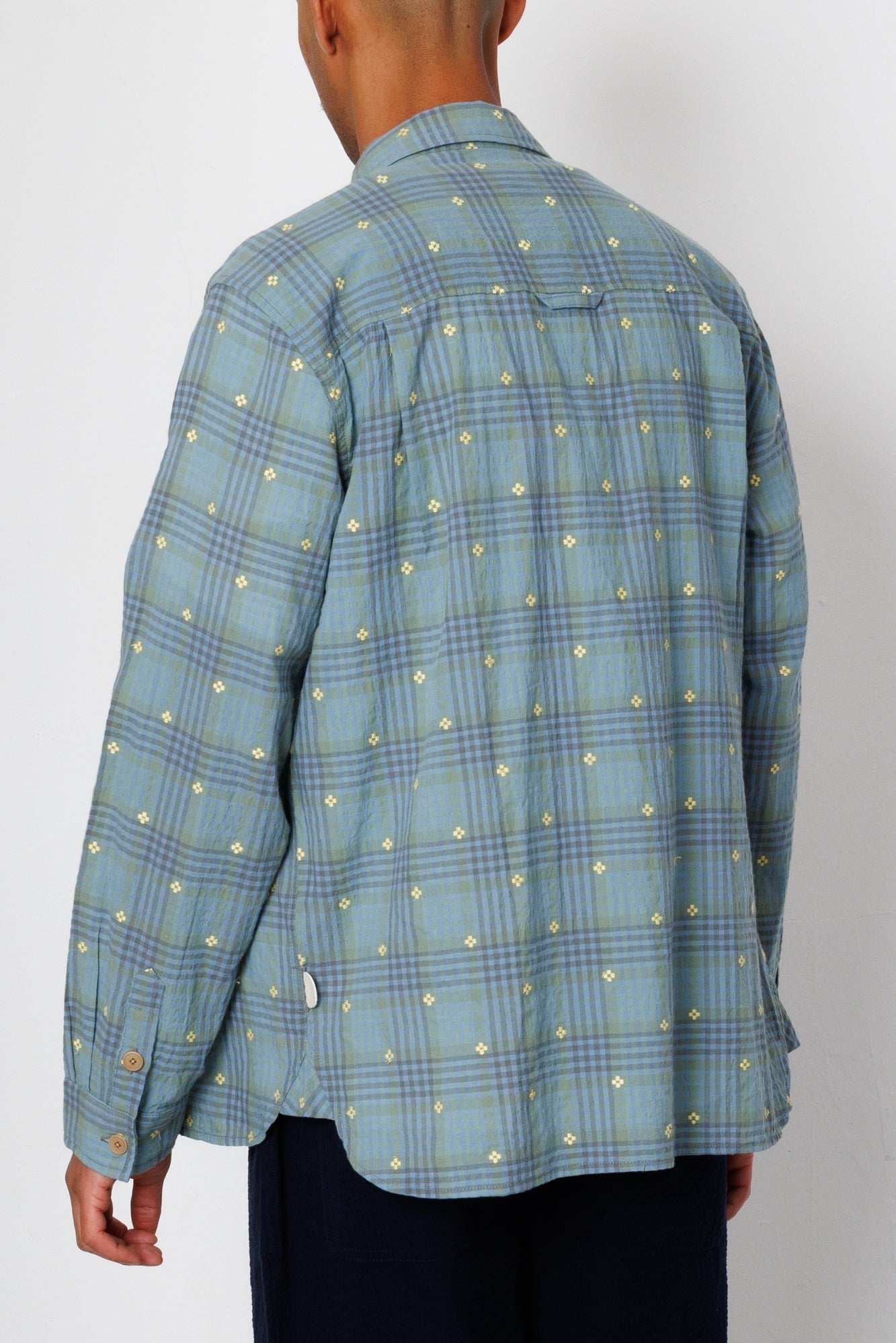 Easy Fit Shirt - Blue Yellow Flower Check | Folk x Goss Brothers