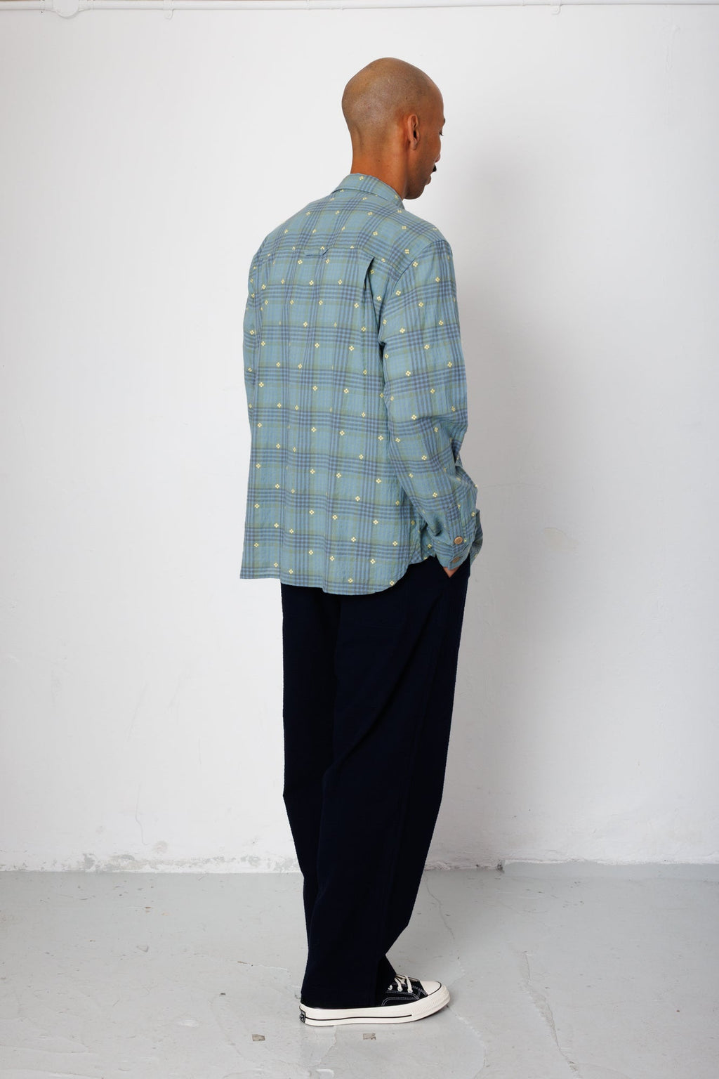 Easy Fit Shirt - Blue Yellow Flower Check | Folk x Goss Brothers