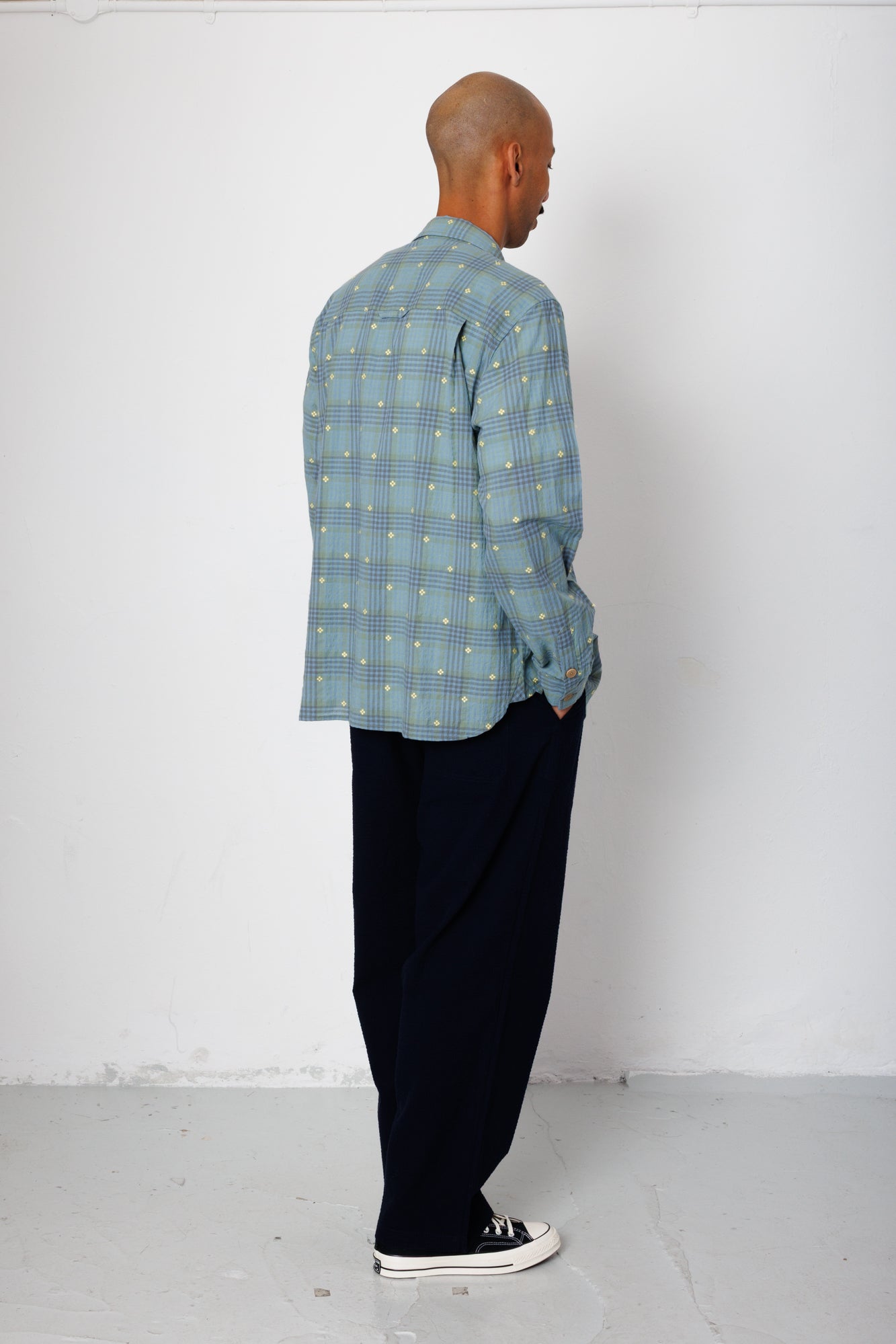 Easy Fit Shirt - Blue Yellow Flower Check | Folk x Goss Brothers