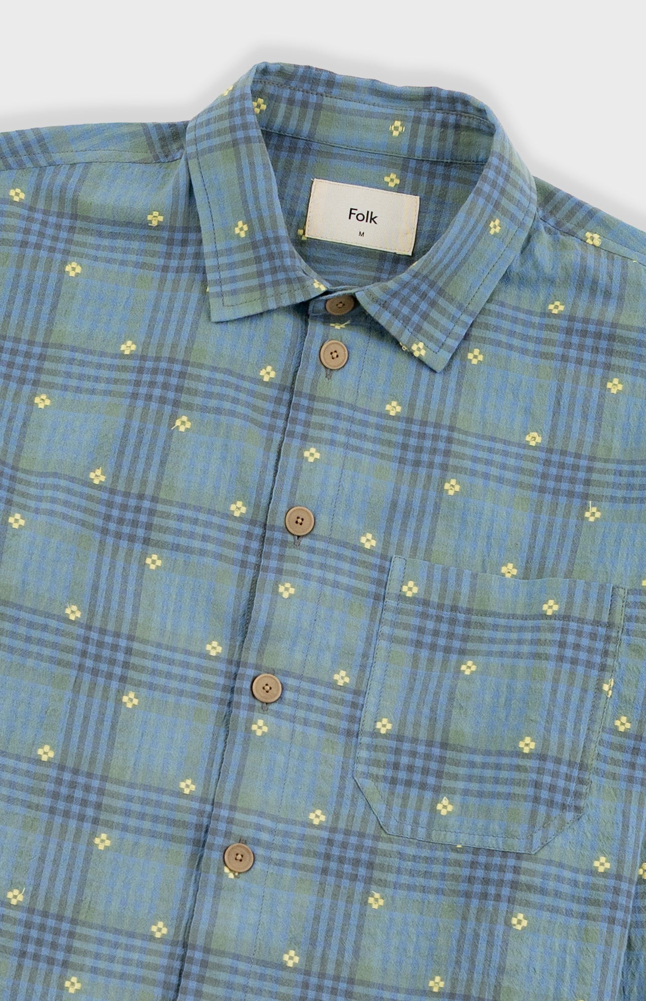 Easy Fit Shirt - Blue Yellow Flower Check | Folk x Goss Brothers