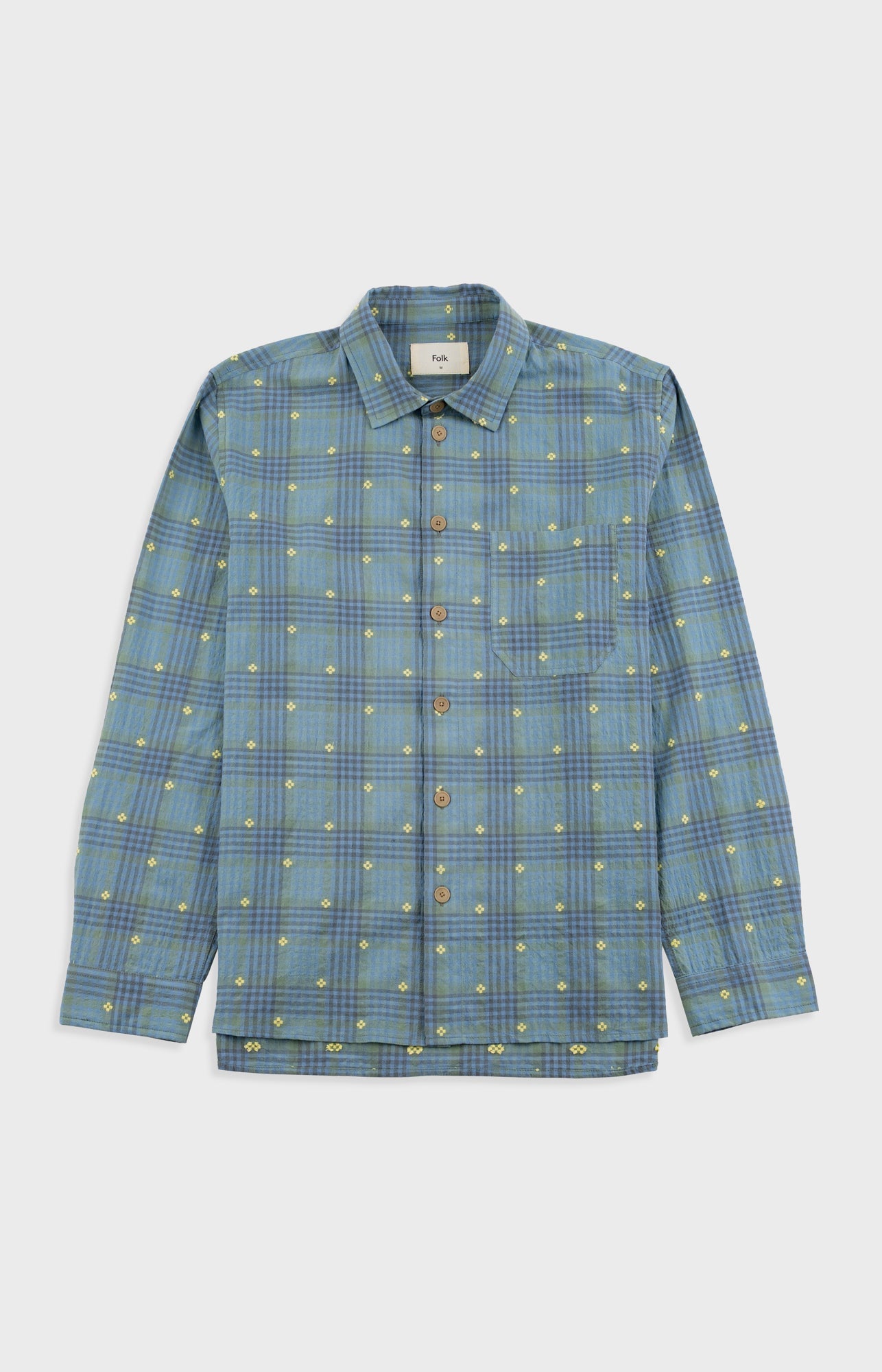 Easy Fit Shirt - Blue Yellow Flower Check | Folk x Goss Brothers