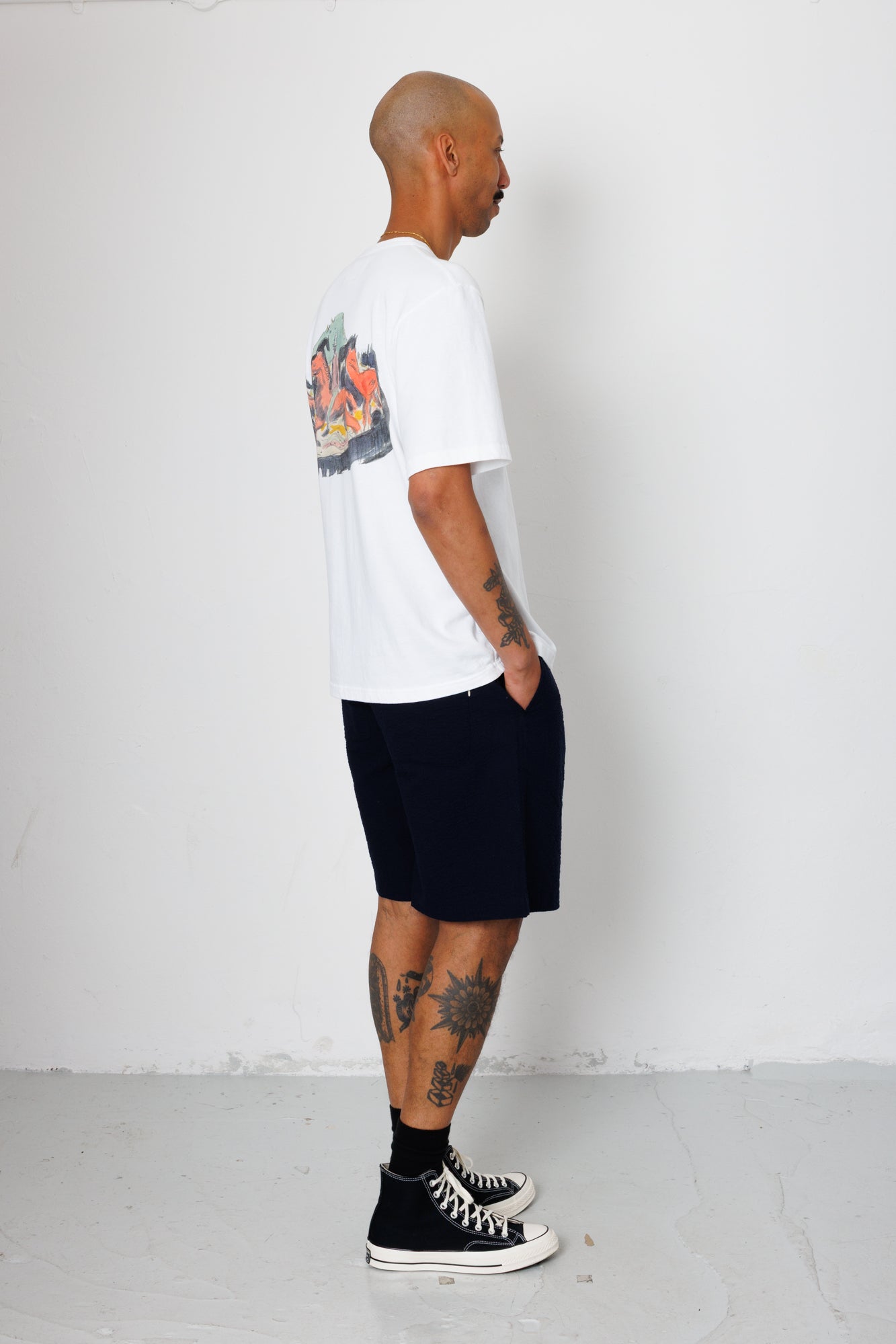 Elasticated Wide Fit Short - Navy Seersucker