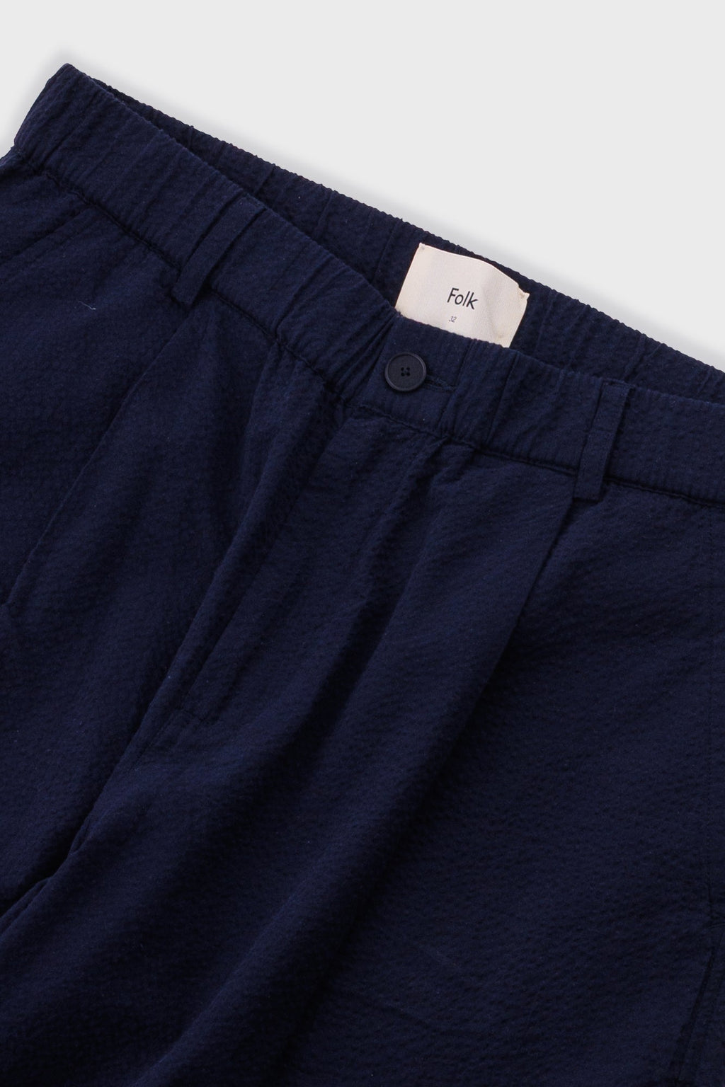 Elasticated Wide Fit Short - Navy Seersucker