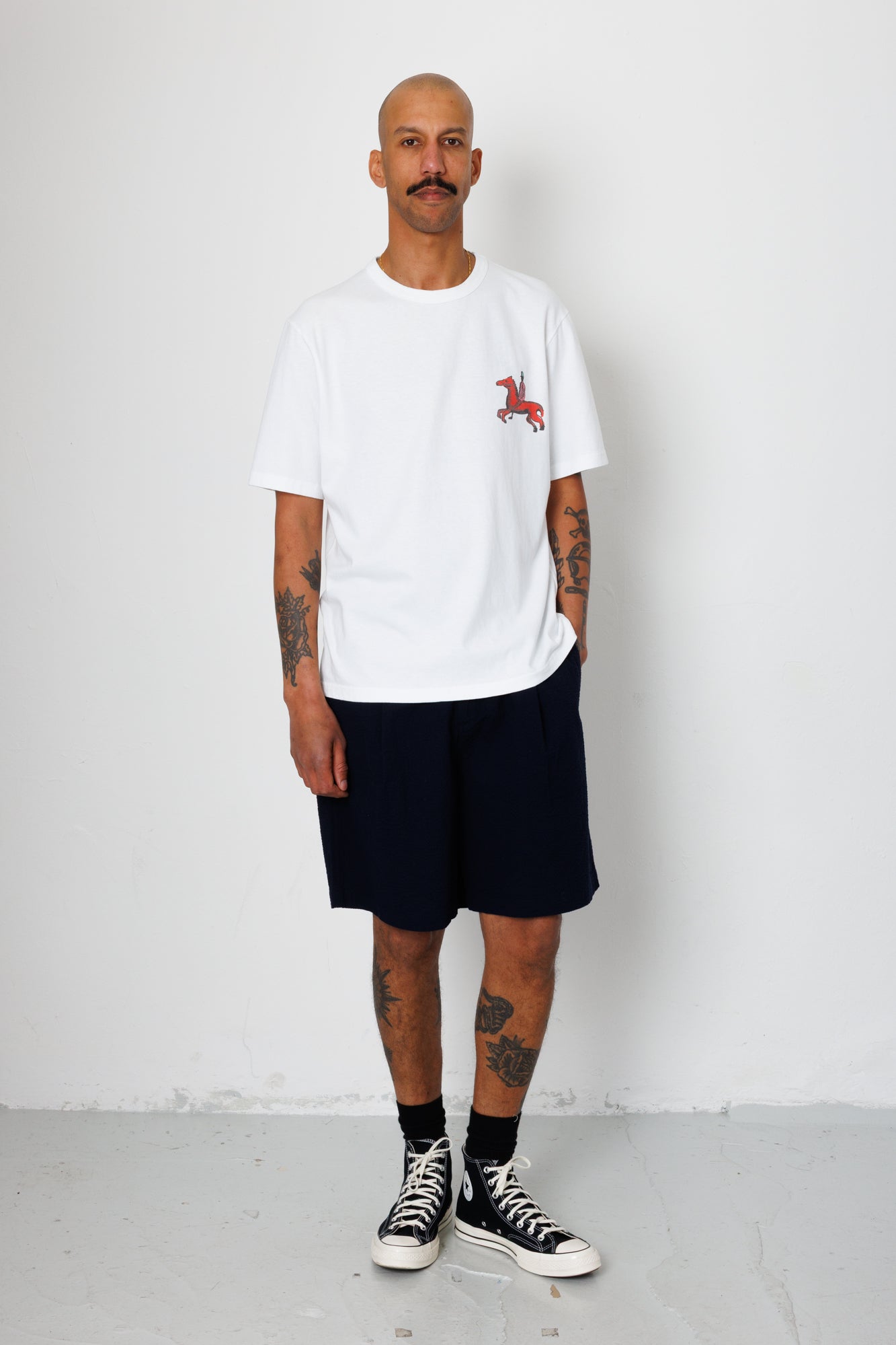 Elasticated Wide Fit Short - Navy Seersucker