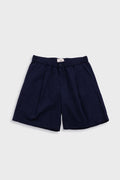 Elasticated Wide Fit Short - Navy Seersucker