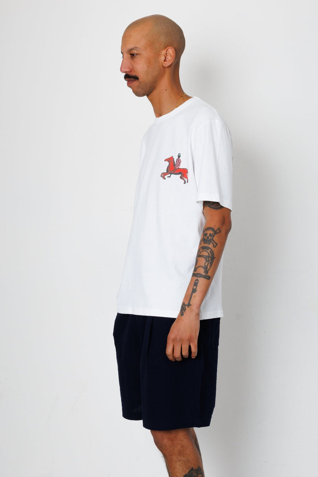 Elasticated Wide Fit Short - Navy Seersucker