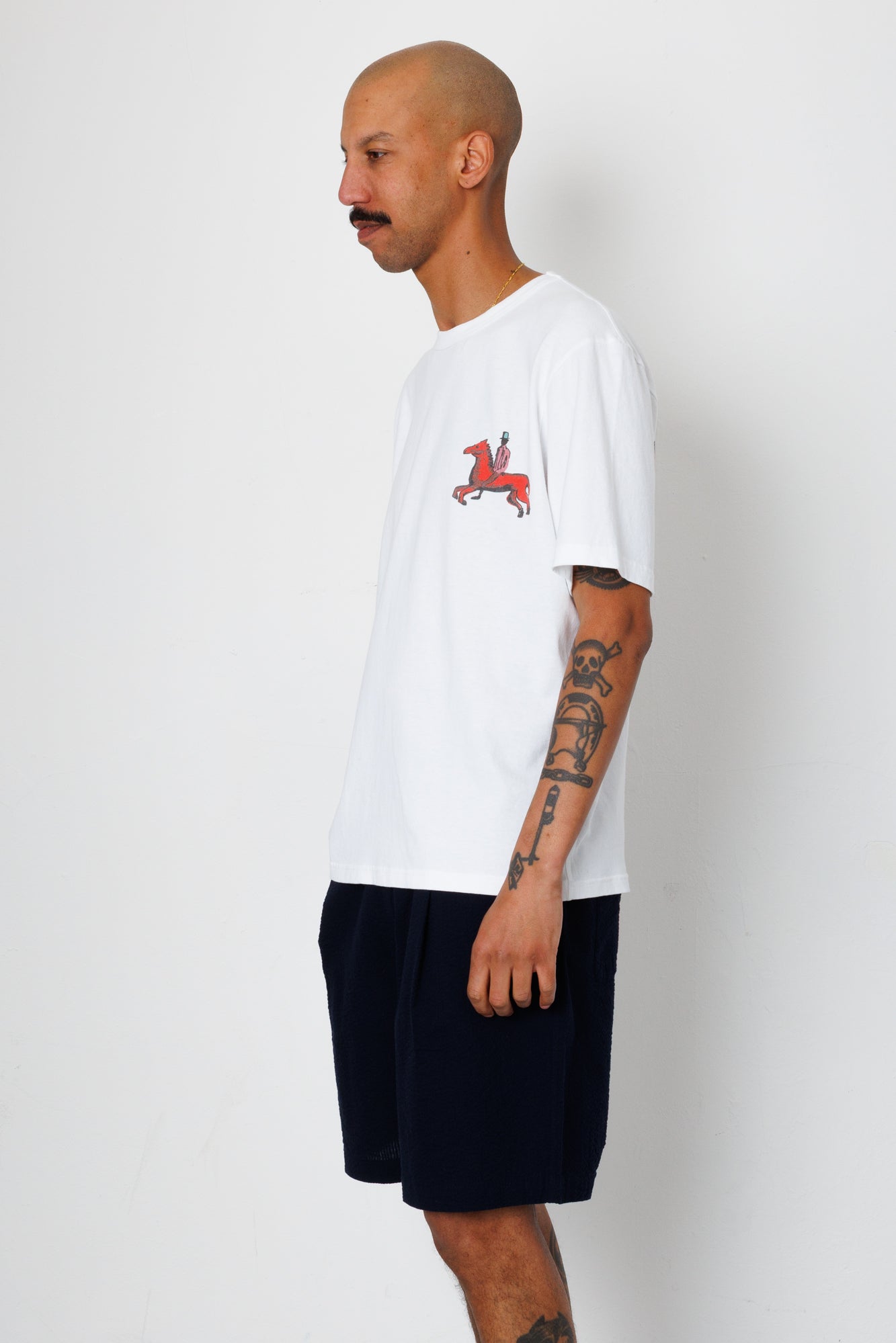 Elasticated Wide Fit Short - Navy Seersucker