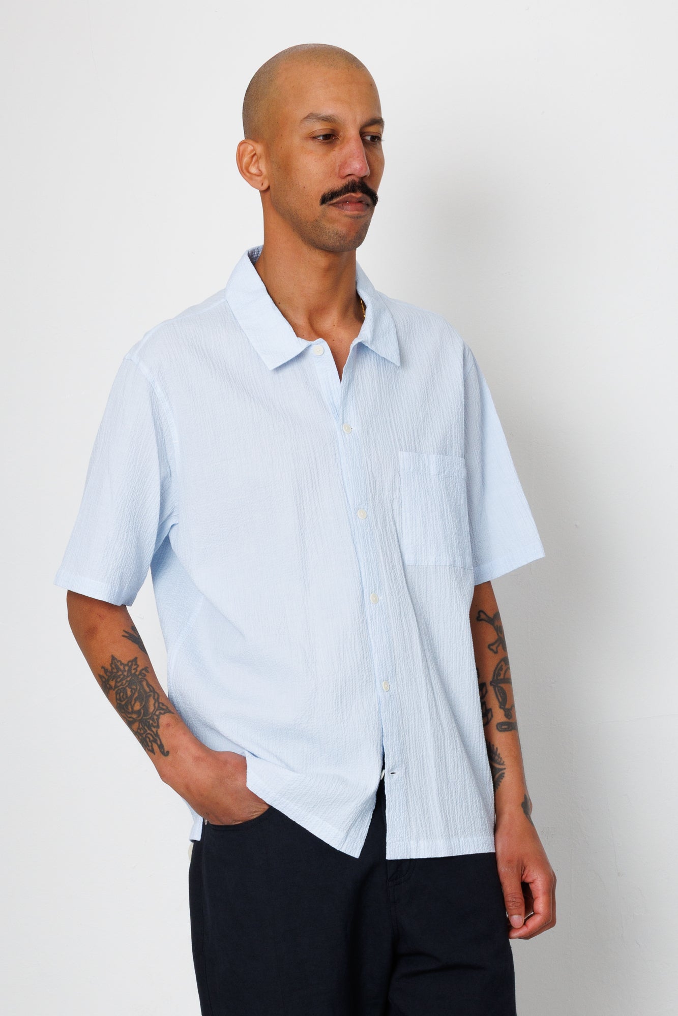Gabe Shirt - Light Blue Textured