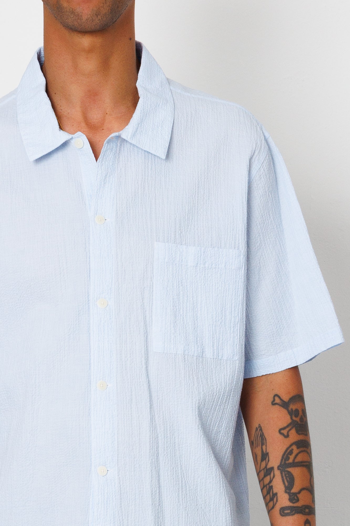 Gabe Shirt - Light Blue Textured