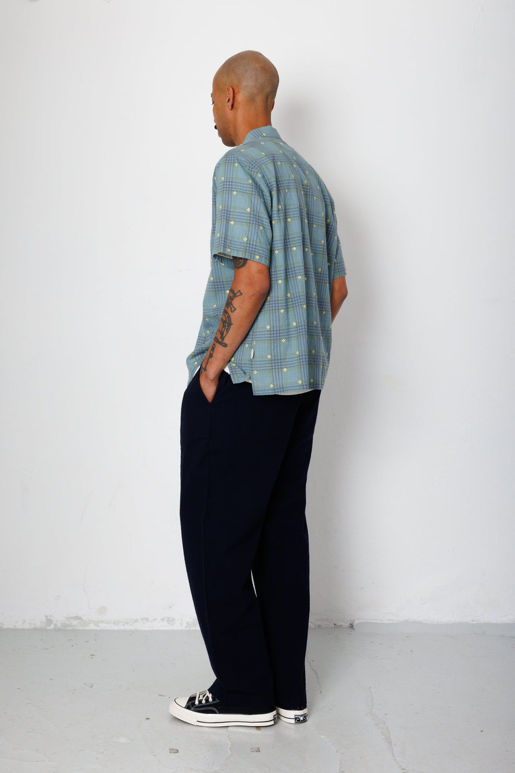 Gabe Shirt - Blue Yellow Flower Check | Folk x Goss Brothers