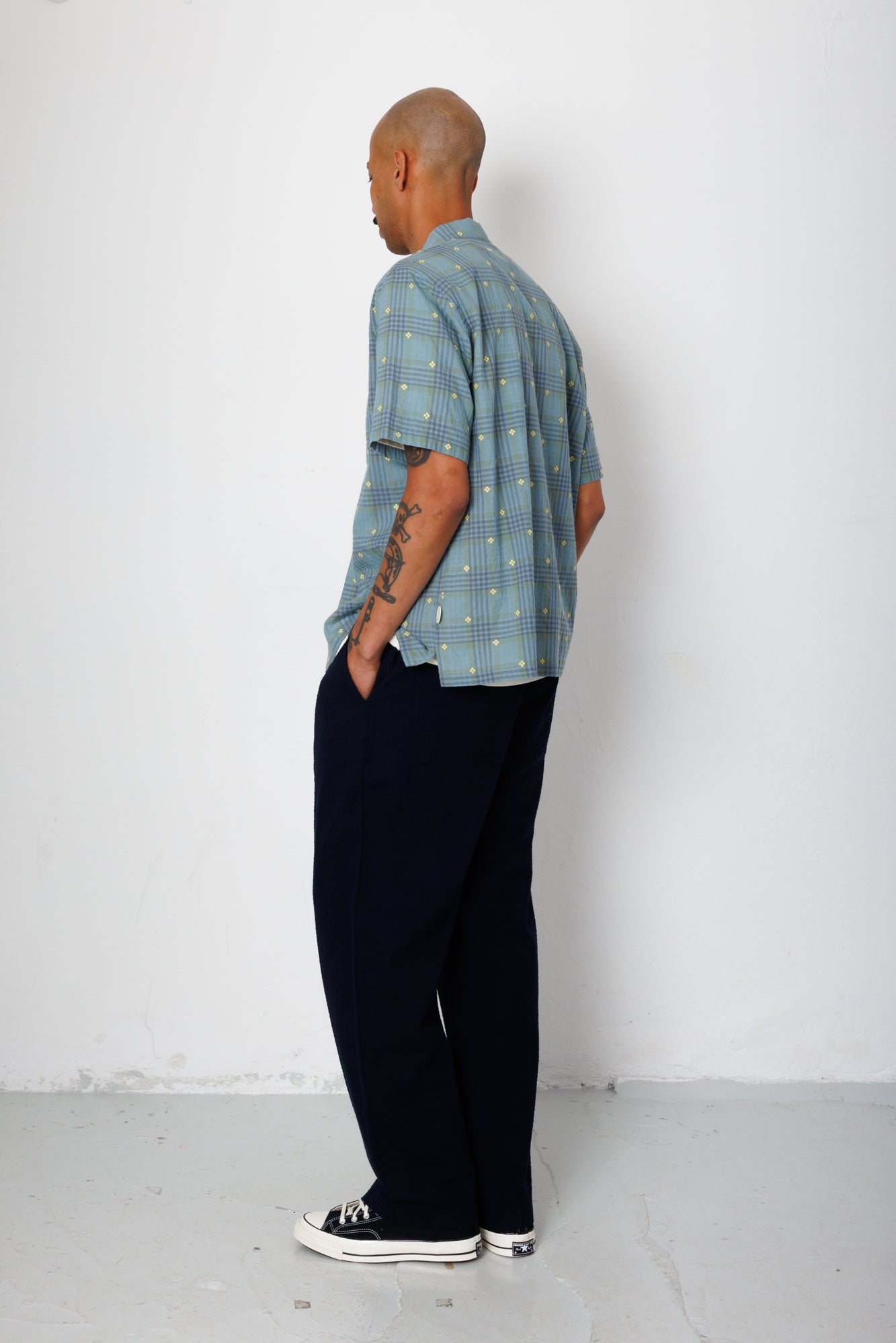 Gabe Shirt - Blue Yellow Flower Check | Folk x Goss Brothers
