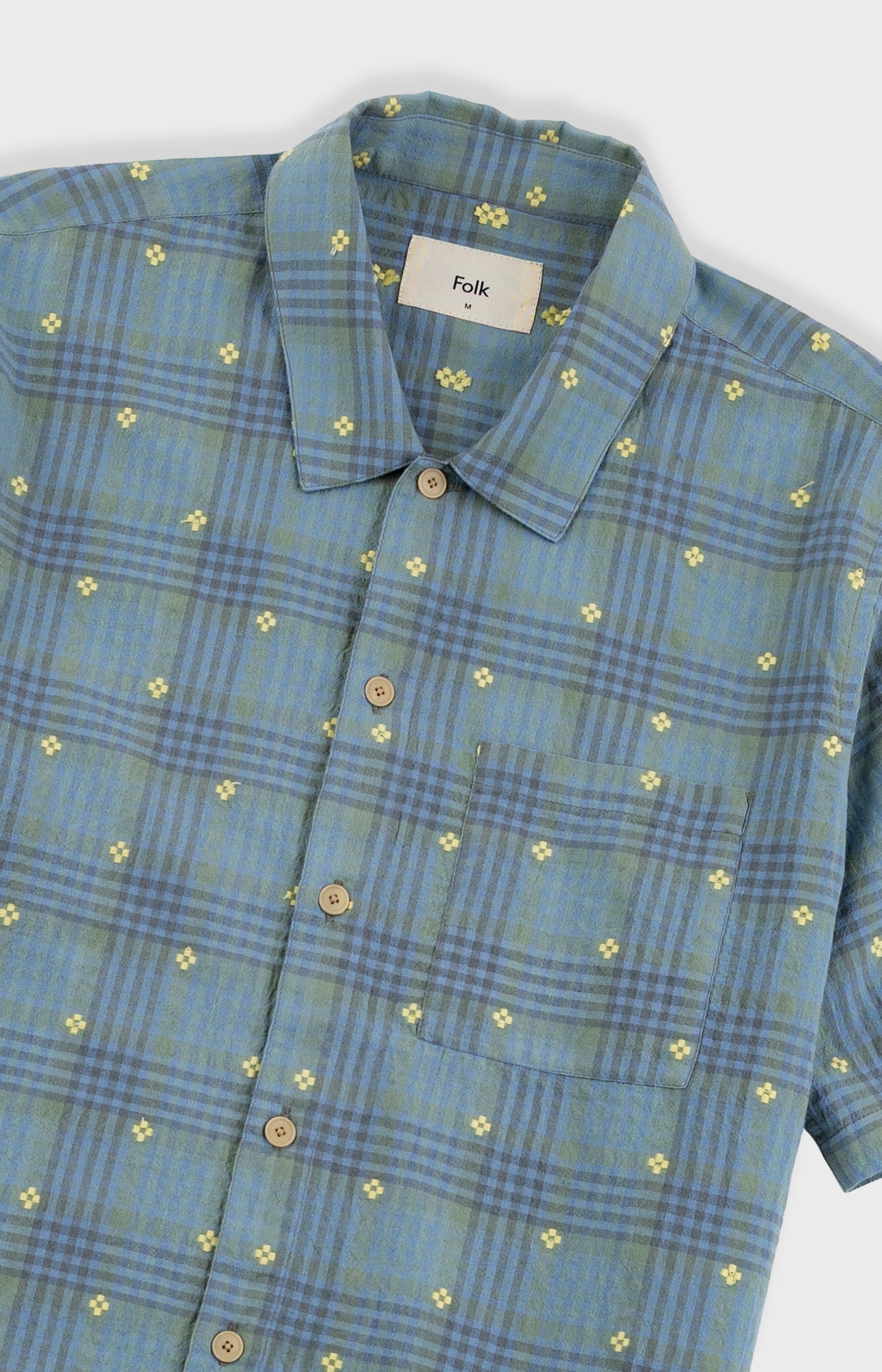 Gabe Shirt - Blue Yellow Flower Check | Folk x Goss Brothers