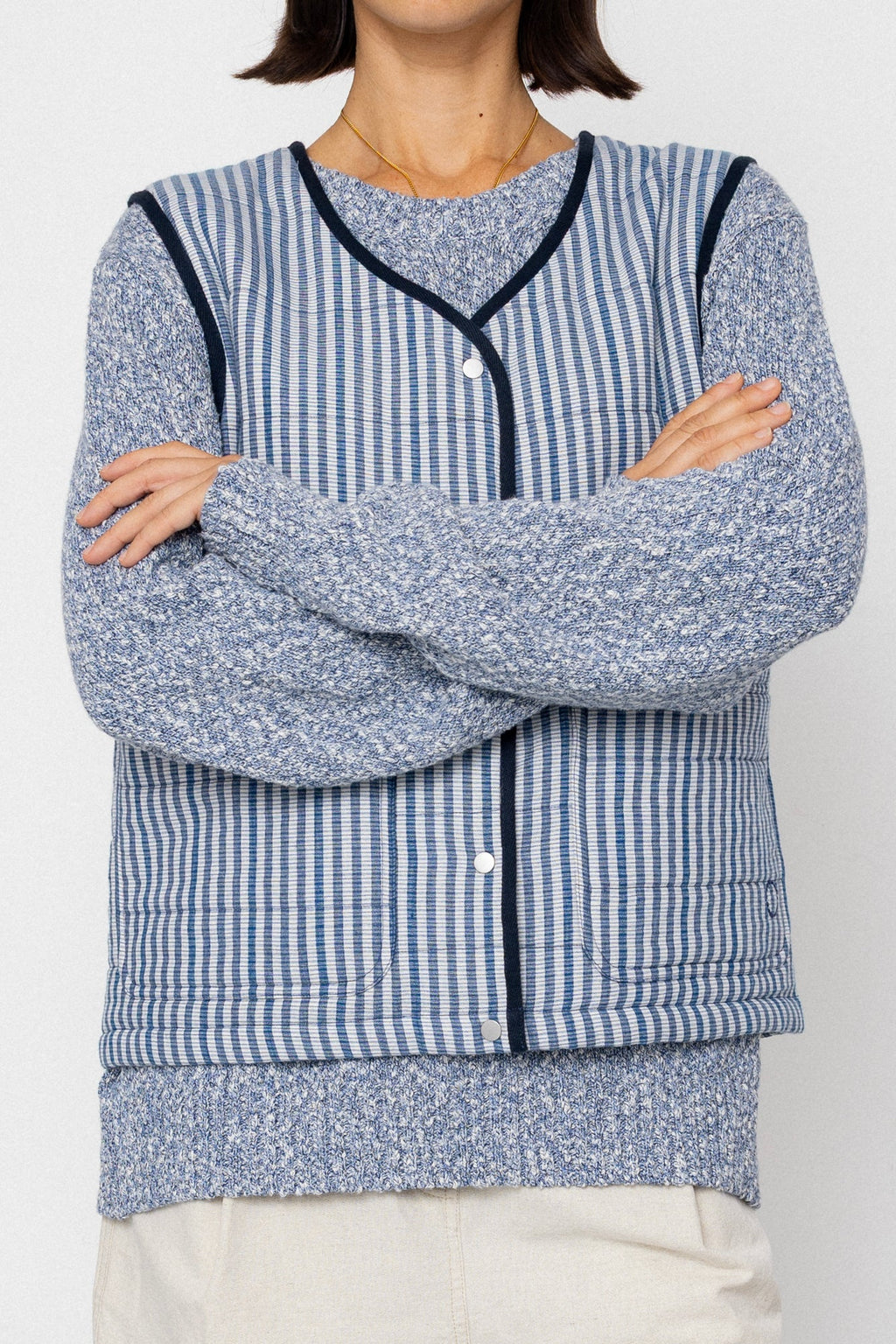 Gilet - Indigo Crinkle Mini Check