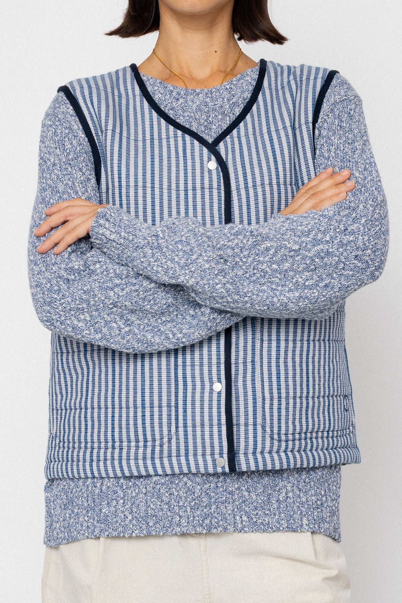 Gilet - Indigo Crinkle Mini Check