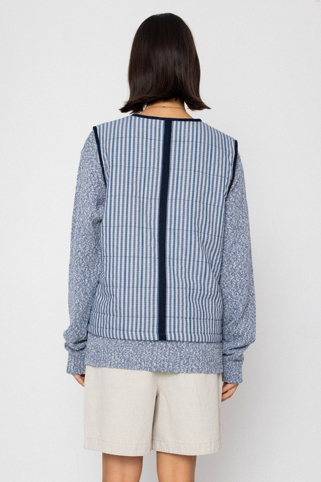 Gilet - Indigo Crinkle Mini Check
