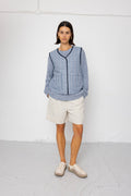 Gilet - Indigo Crinkle Mini Check