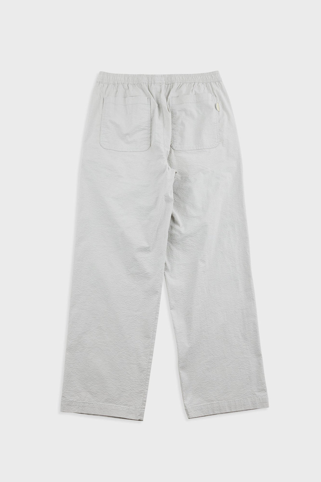 Drawcord Loose Trouser - Light Grey Seersucker