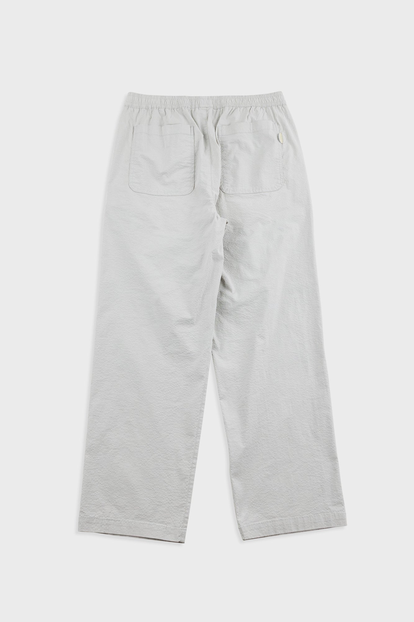 Drawcord Loose Trouser - Light Grey Seersucker