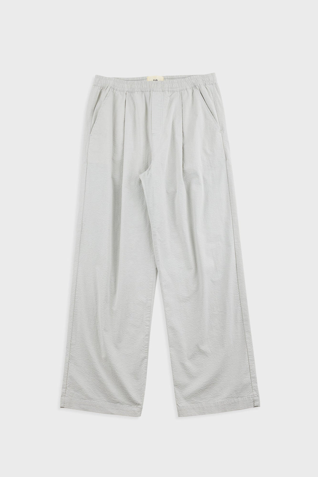 Drawcord Loose Trouser - Light Grey Seersucker