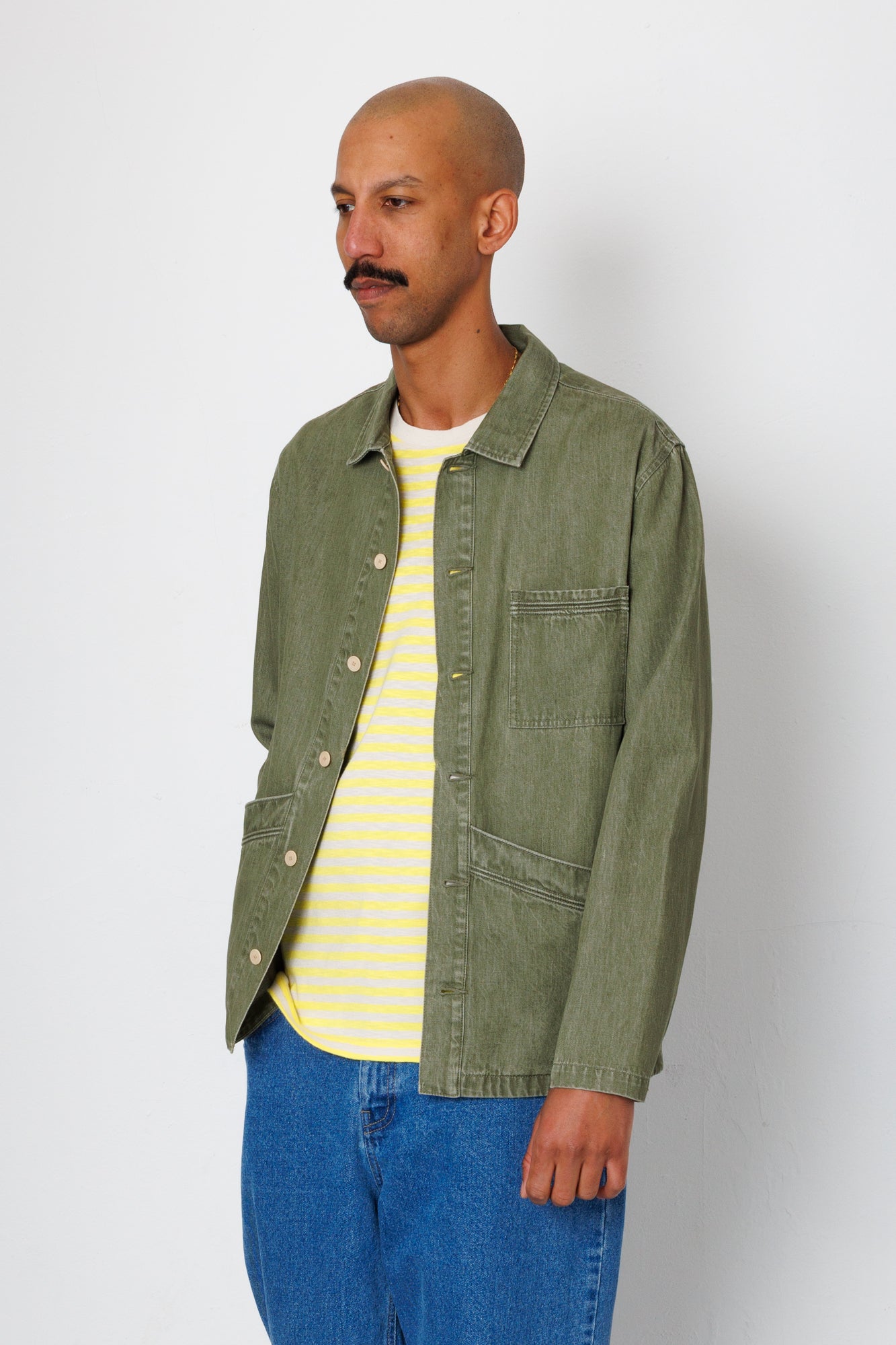 Meyer Shirt Jacket - Sage Lightweight Denim