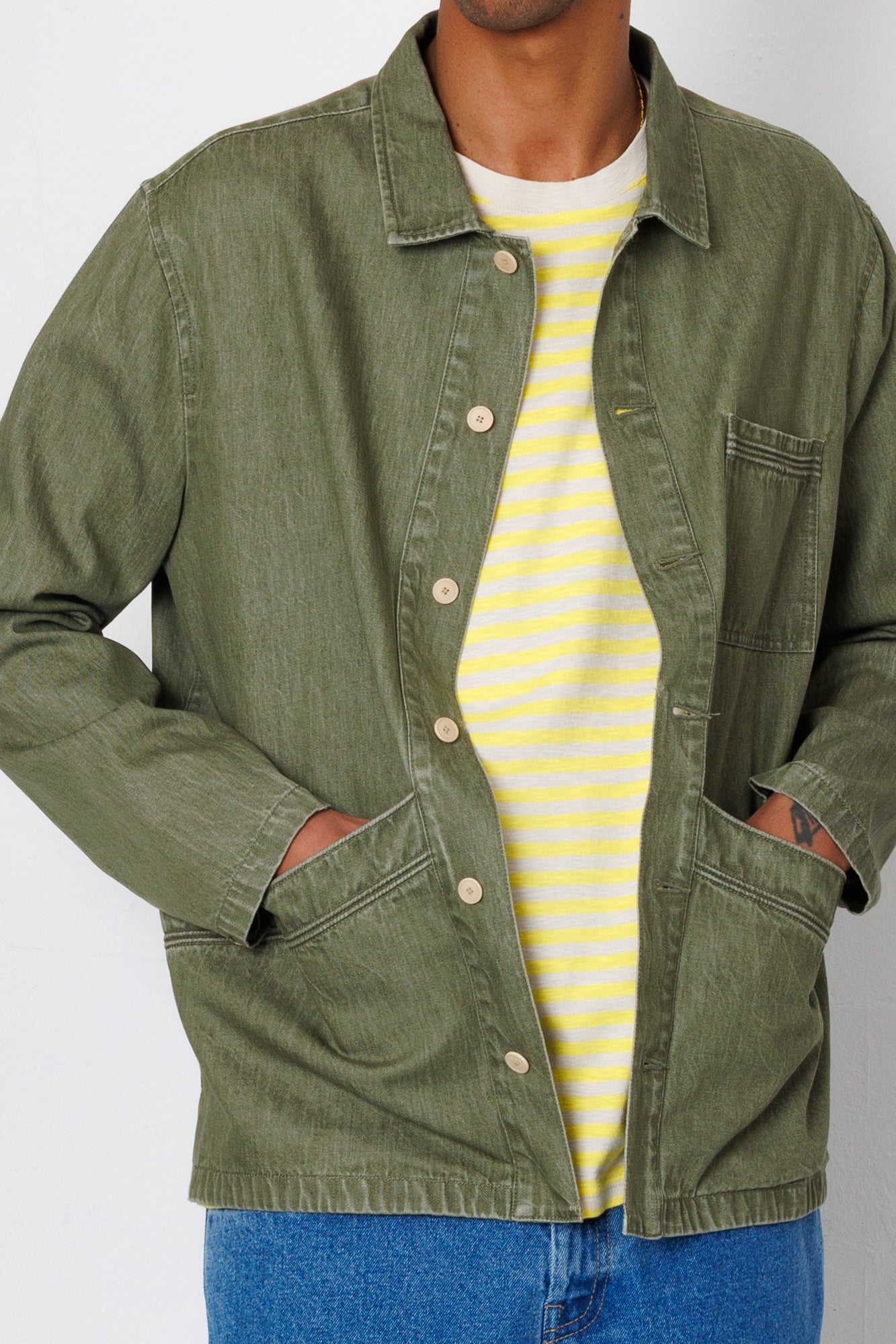 Meyer Shirt Jacket - Sage Lightweight Denim