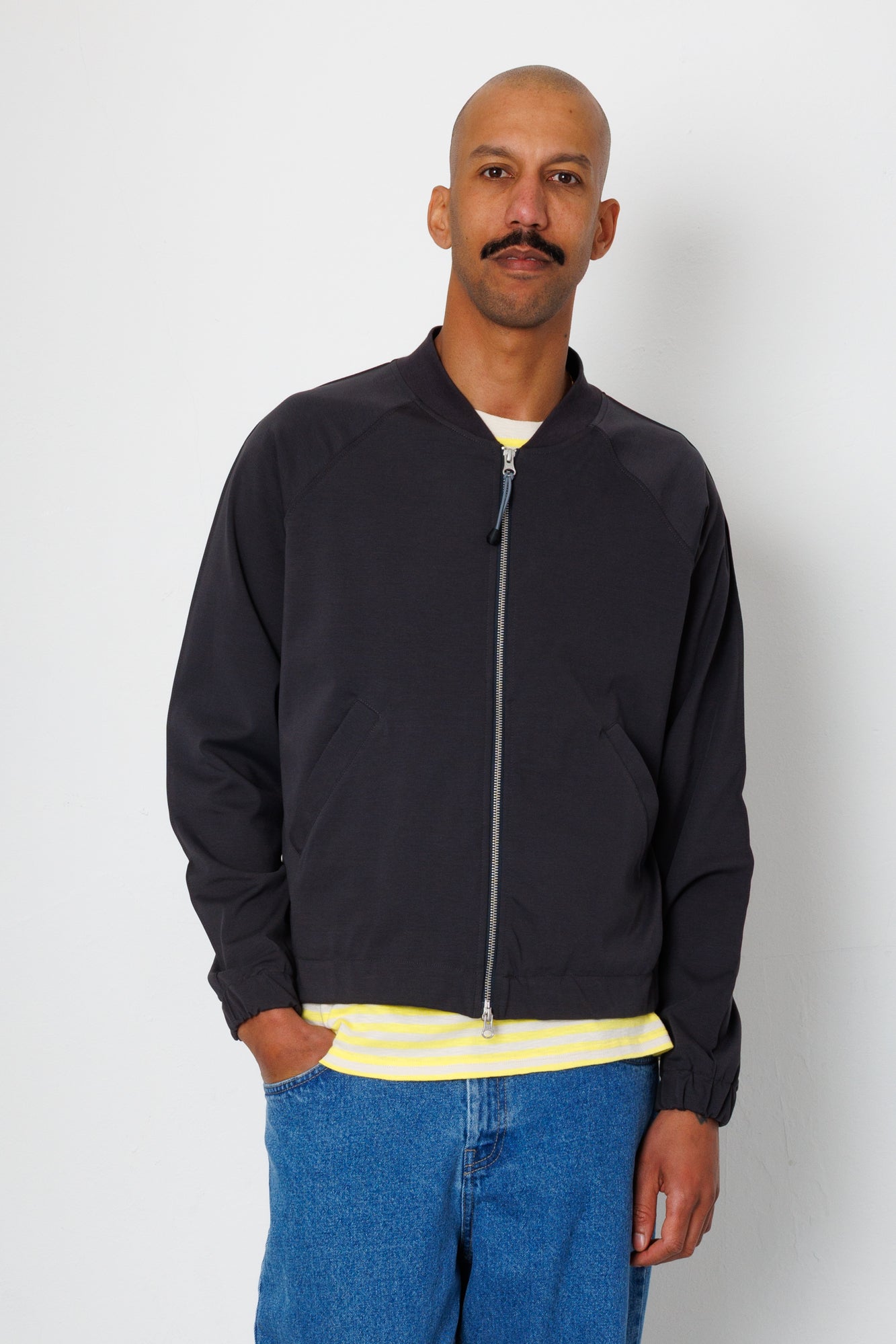 Pintuck Jersey Bomber - Charcoal