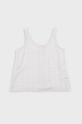 Pleated Scoop Back Vest - Off White Dobby Stripe